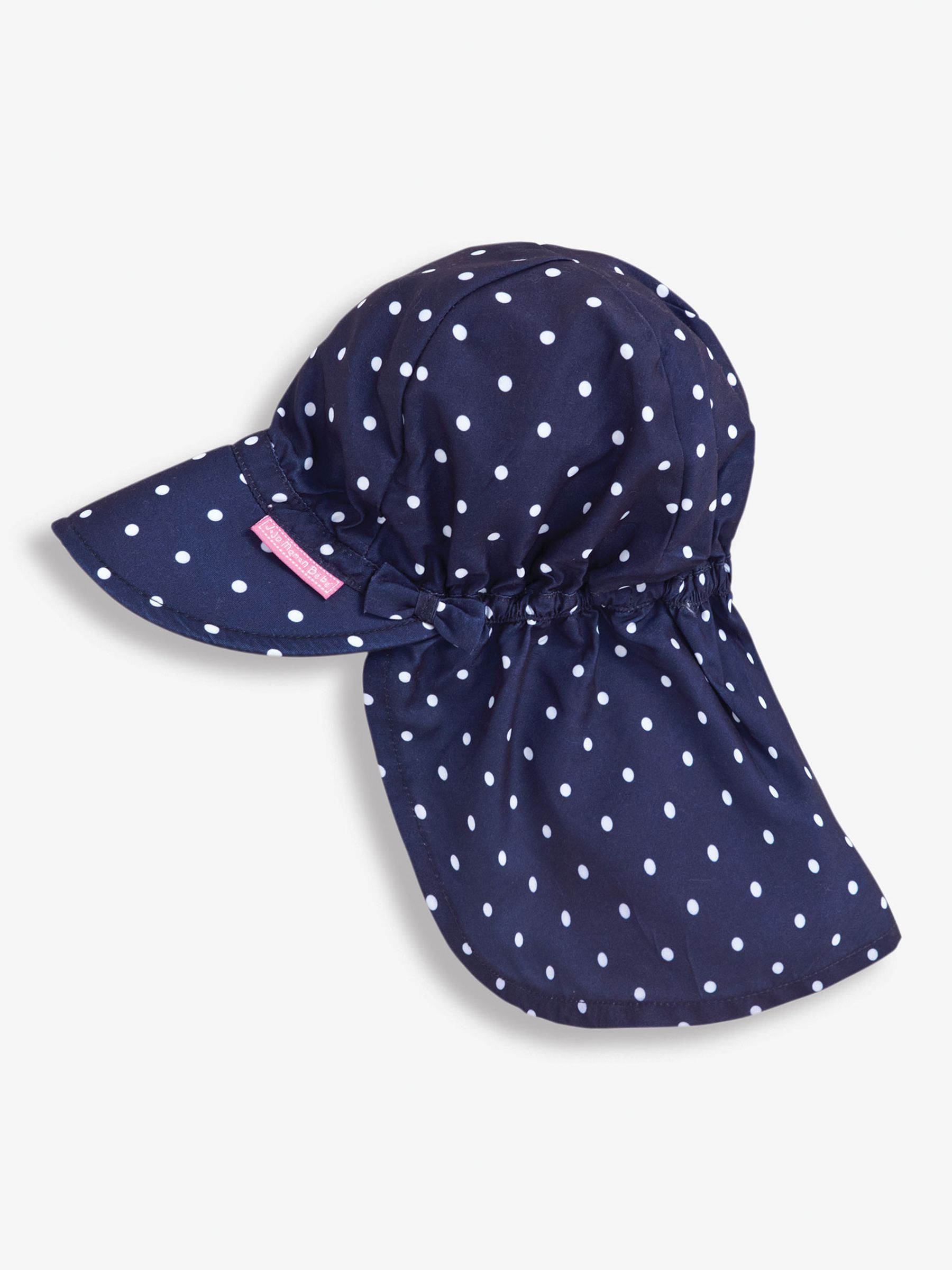Navy White Dot Girls' Dot Frilly Flap Sun Protection Hat - Image 1 of 1