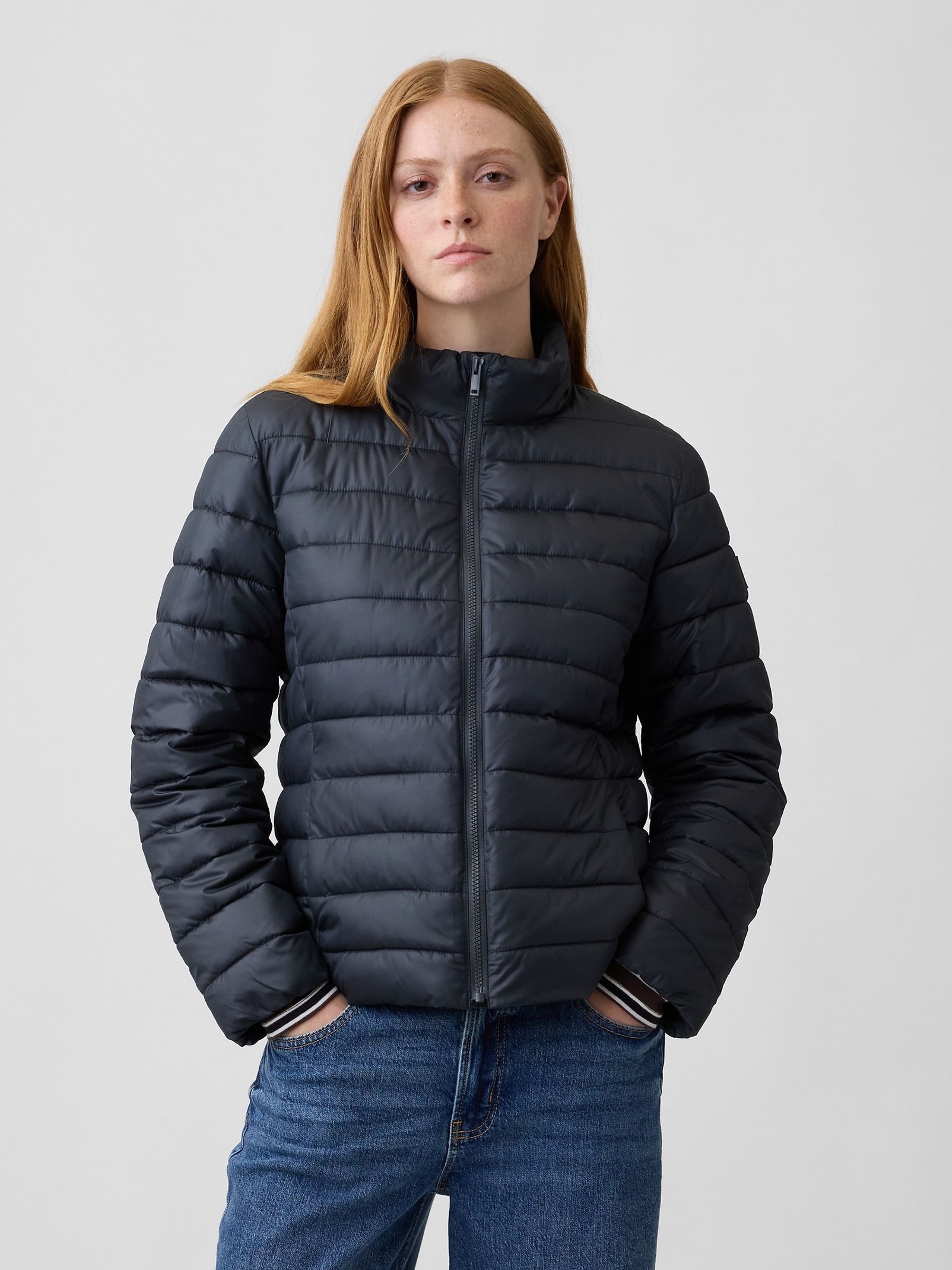 Black Relaxed Puffer Jacket - Image 1 of 4