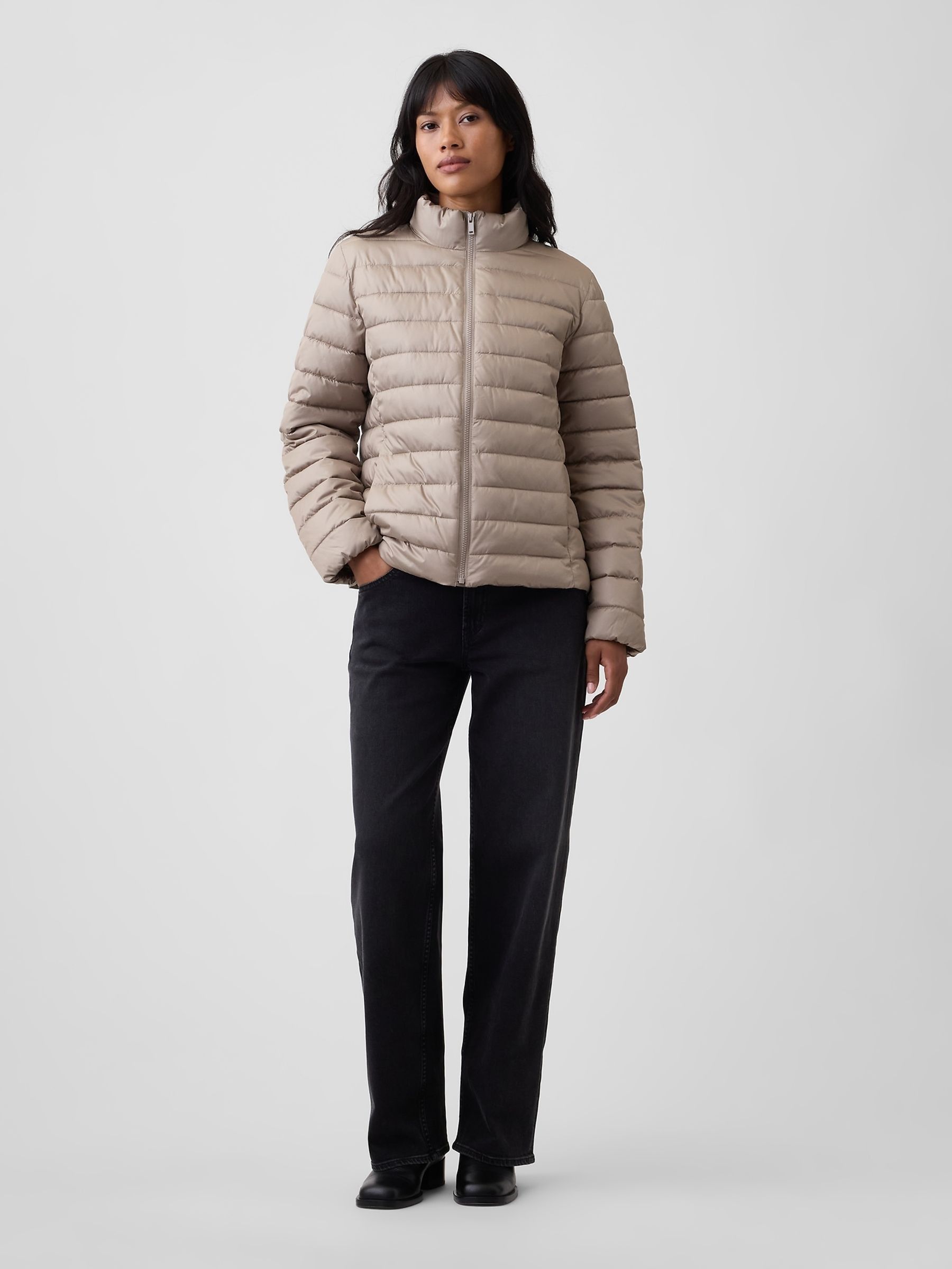 Beige Relaxed Puffer Jacket - Image 3 of 4
