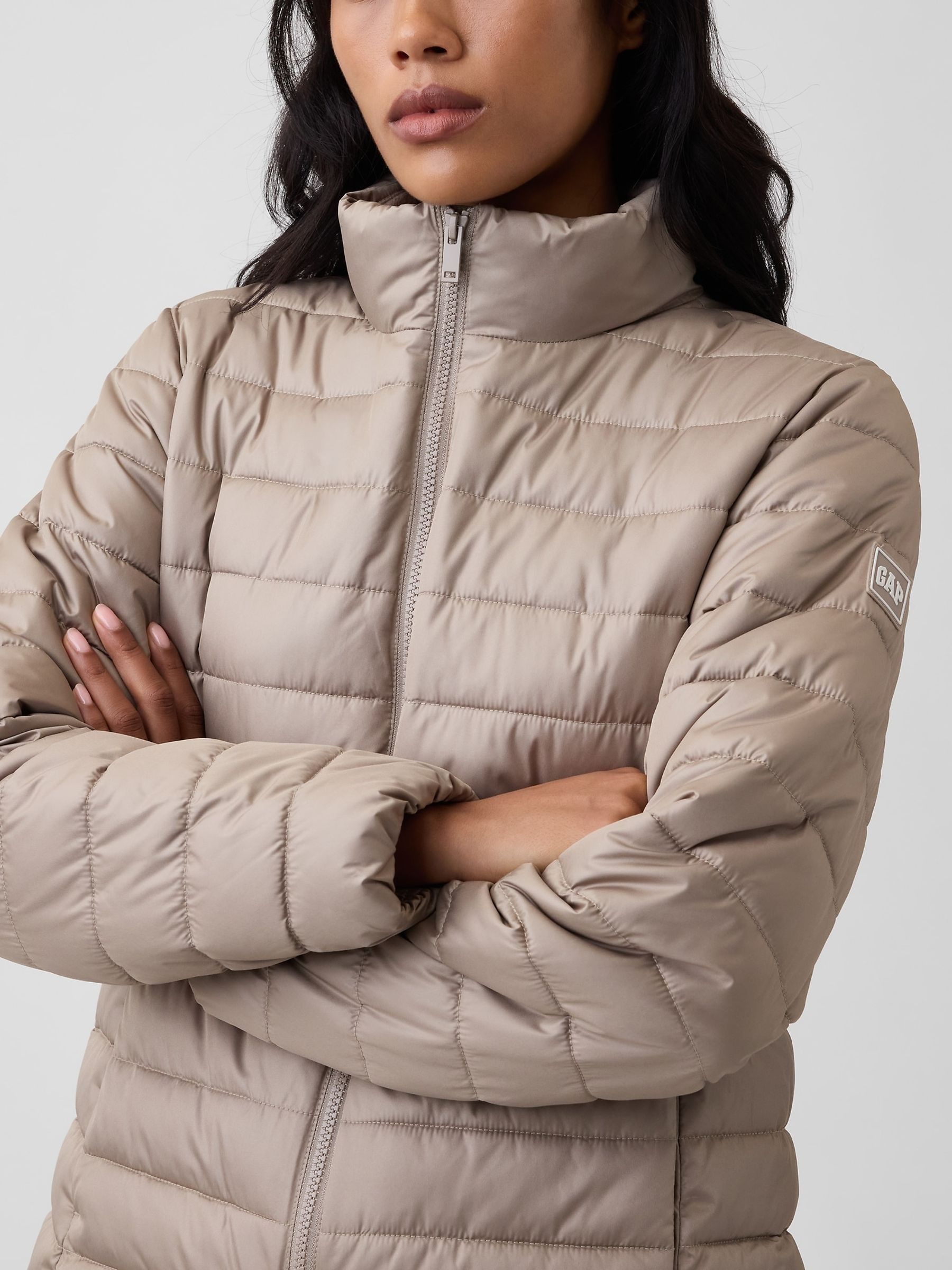 Beige Relaxed Puffer Jacket - Image 4 of 4