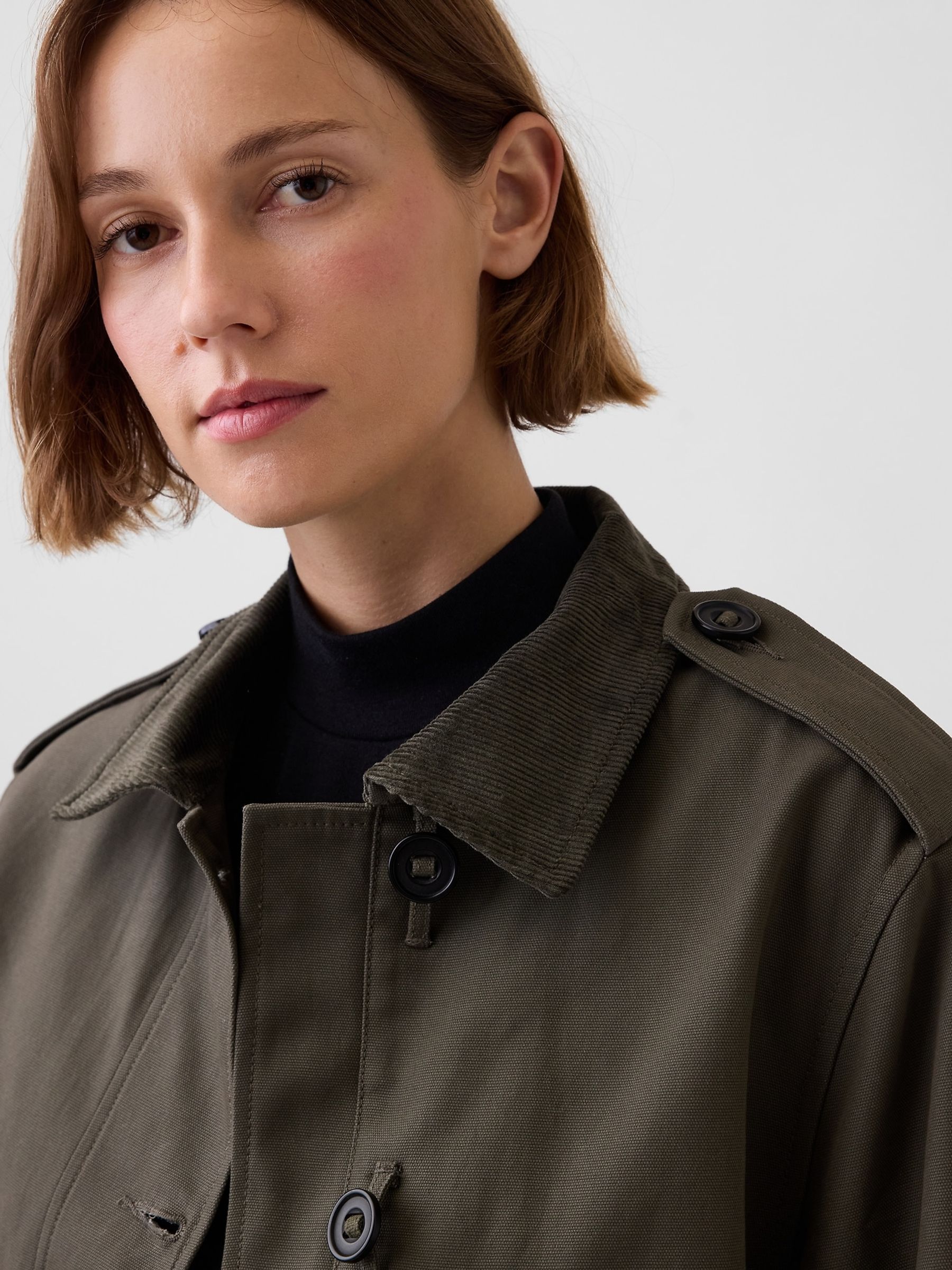 Green Canvas Crop Utility Jacket - Image 4 of 5