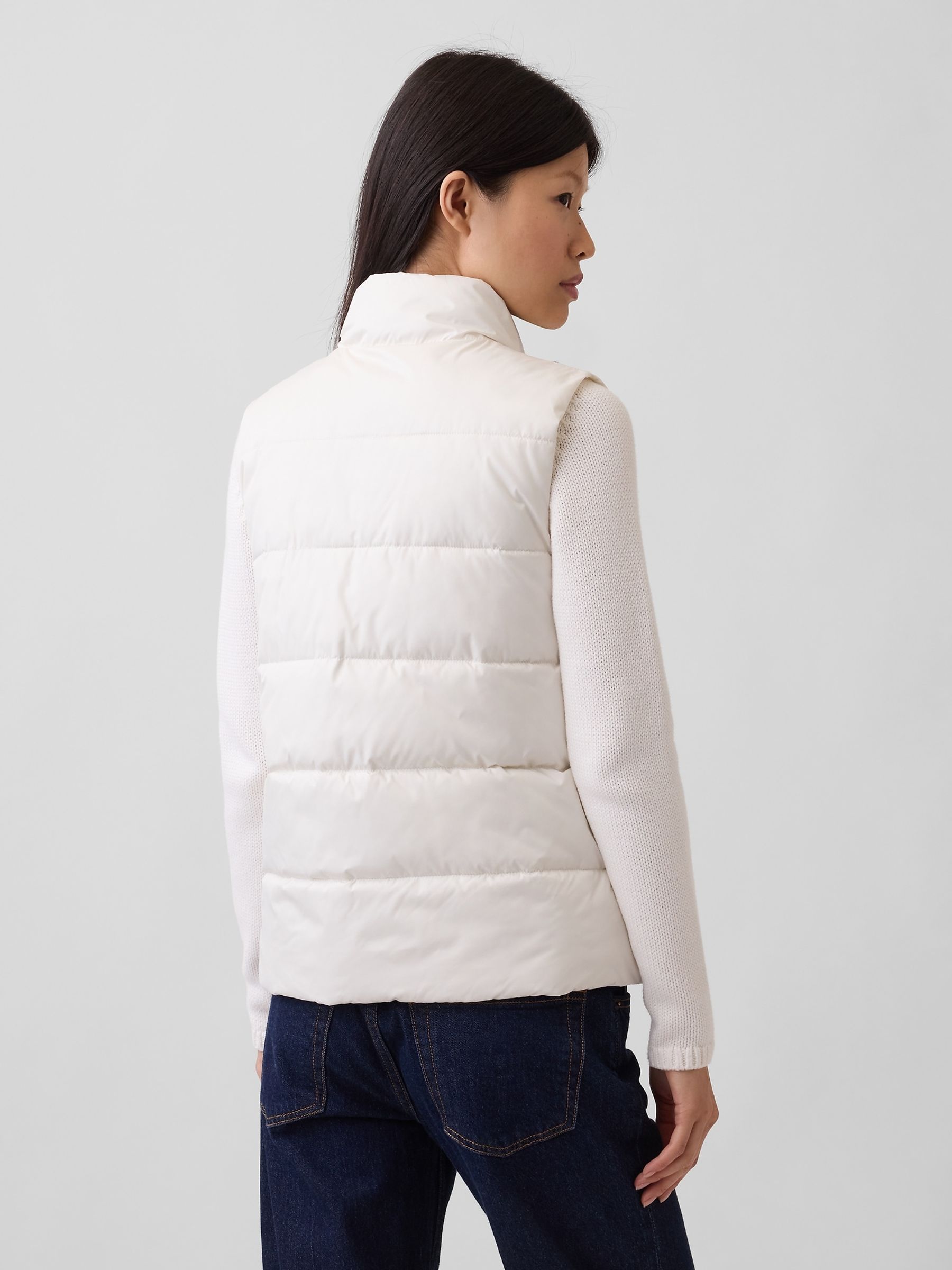 White Relaxed Puffer Gilet - Image 2 of 4