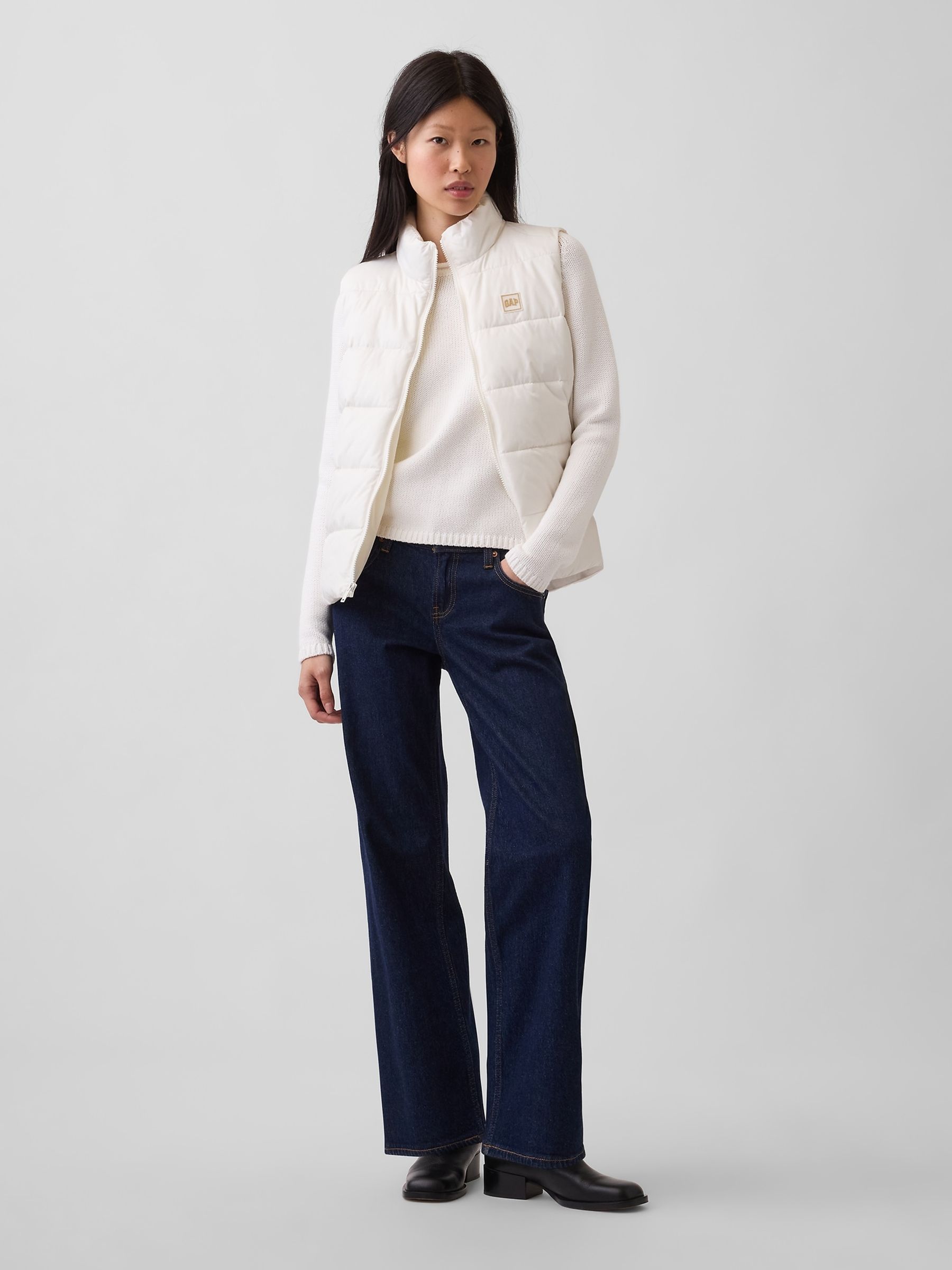 White Relaxed Puffer Gilet - Image 3 of 4