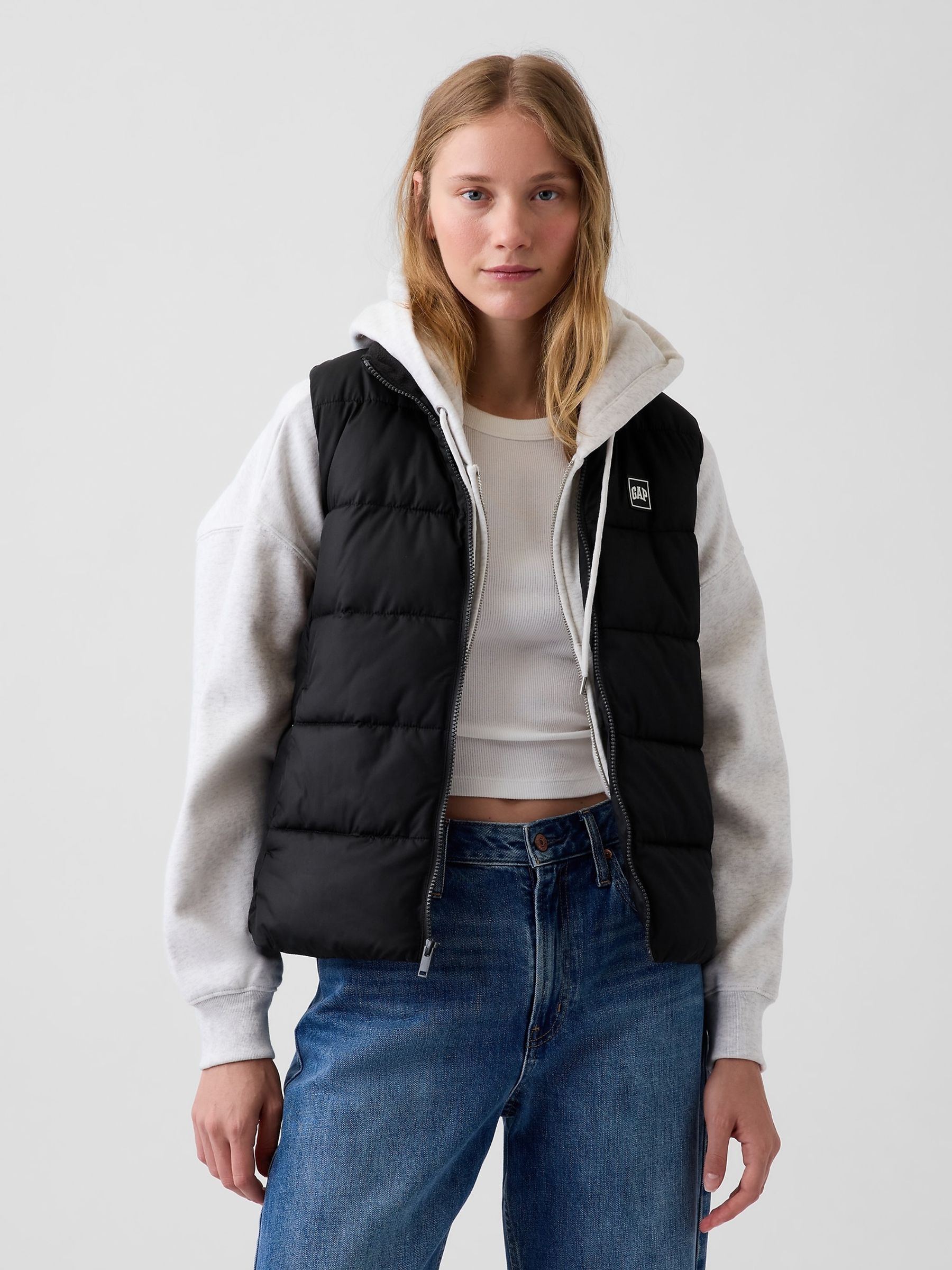 Black Relaxed Puffer Gilet - Image 1 of 4