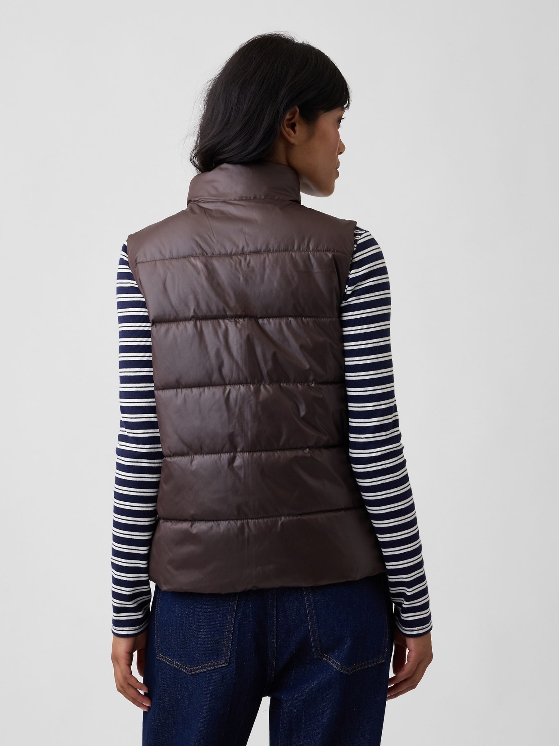 Brown Relaxed Puffer Gilet - Image 2 of 4 Brown Relaxed Puffer Gilet - Image 2 of 4