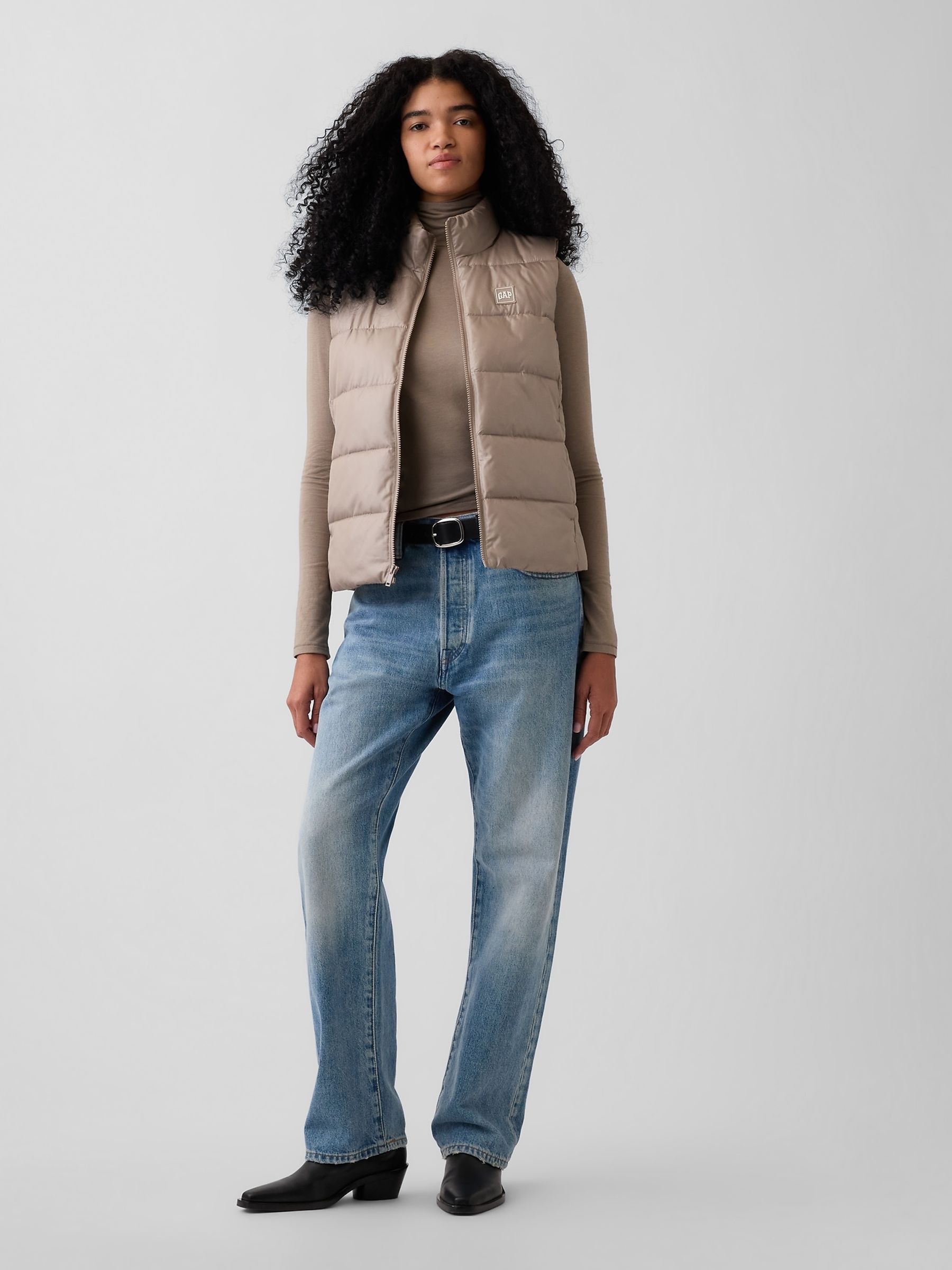 Beige Relaxed Puffer Gilet - Image 3 of 4