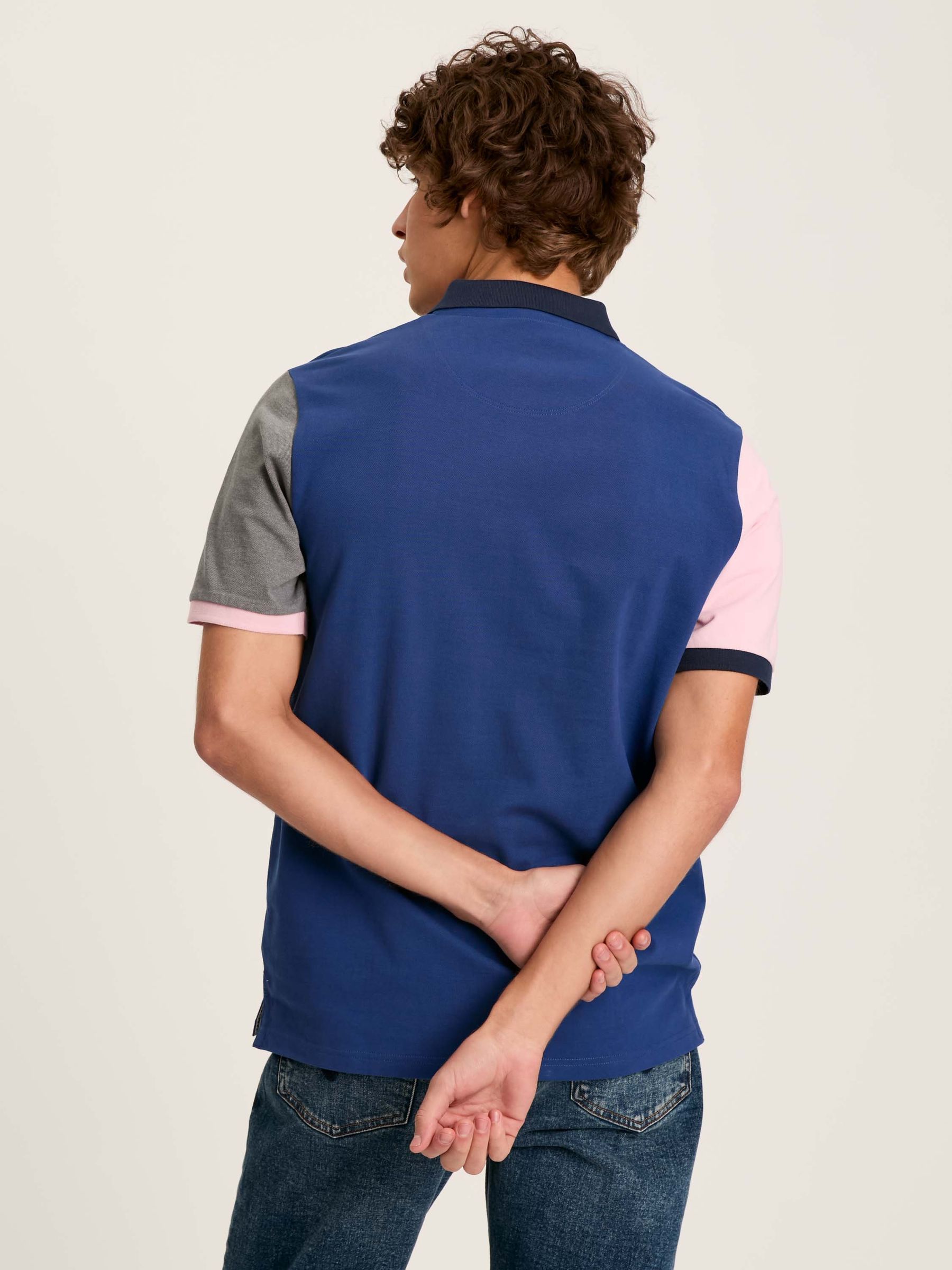 Woody Blue Colour Block Regular Fit Cotton Pique Polo Shirt - Image 3 of 6