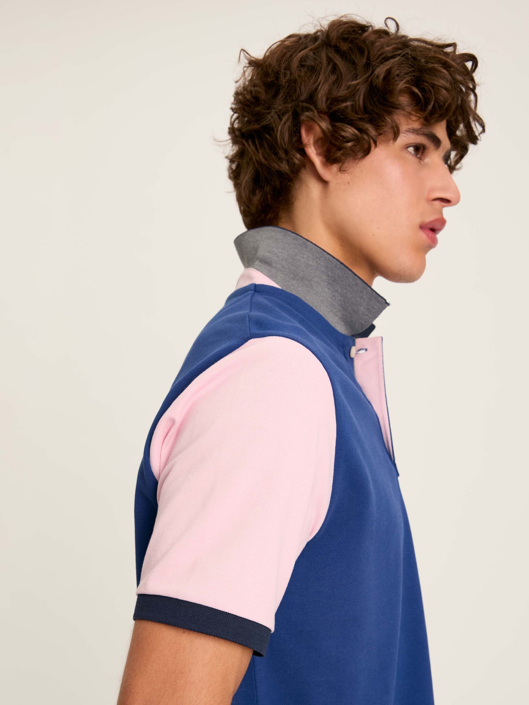Woody Blue Colour Block Regular Fit Cotton Pique Polo Shirt - Image 4 of 6