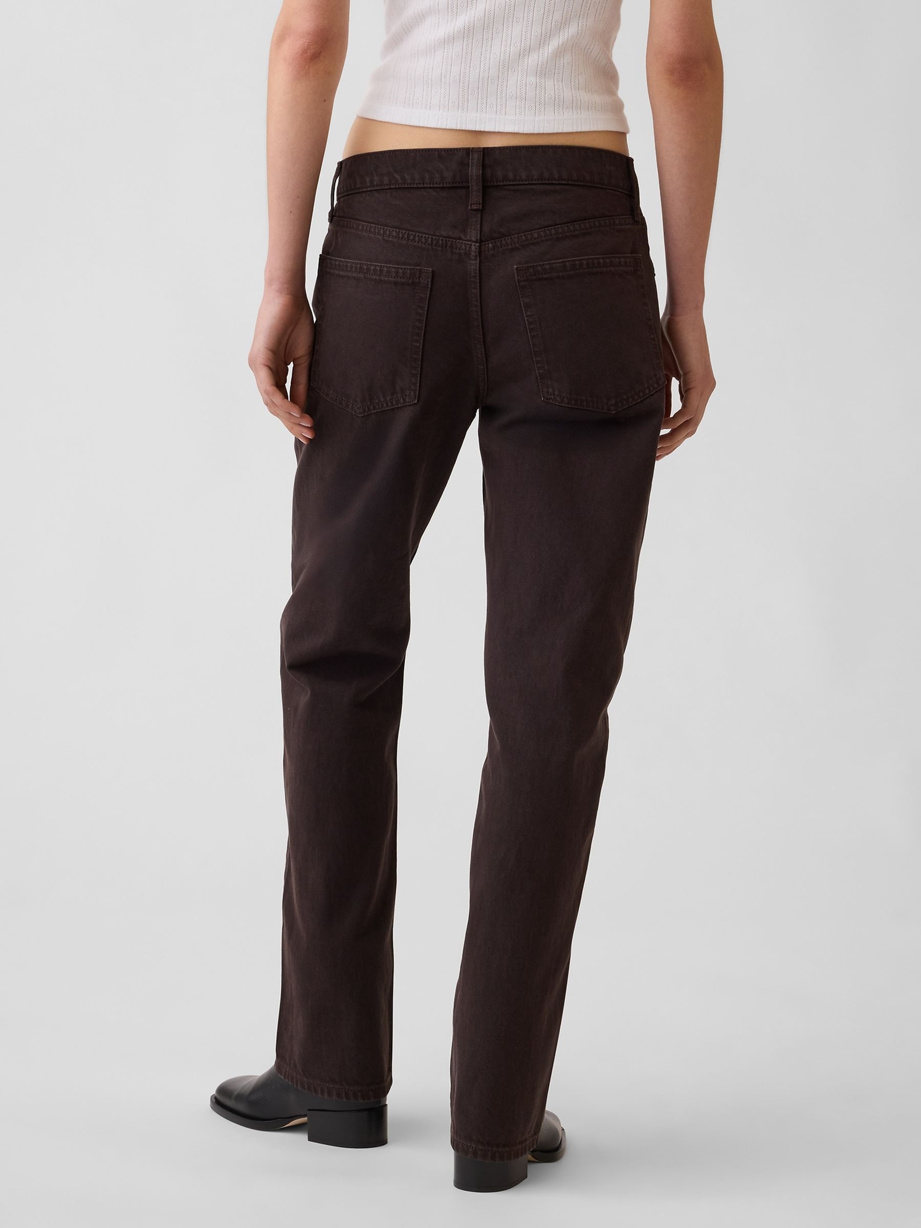 Brown Mid Rise Straight Taper Jeans - Image 2 of 5