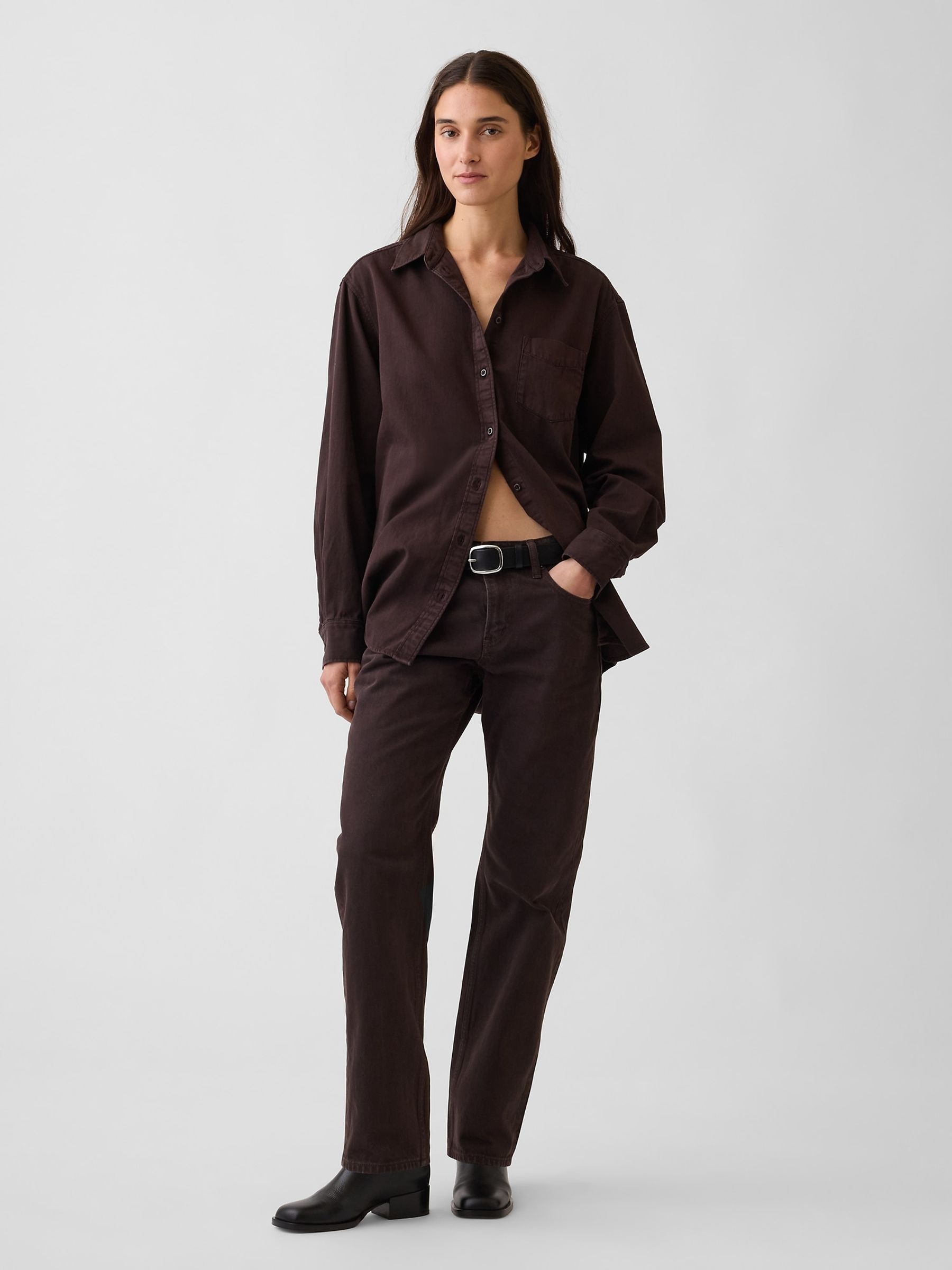 Brown Mid Rise Straight Taper Jeans - Image 4 of 5