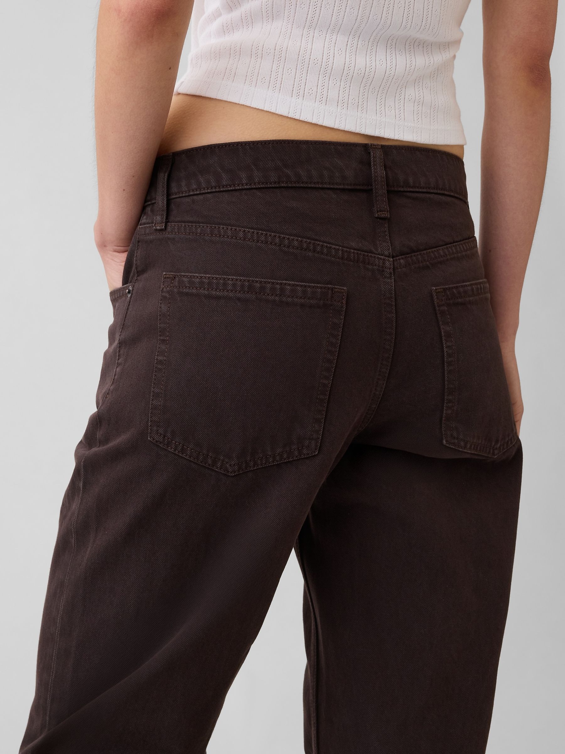 Brown Mid Rise Straight Taper Jeans - Image 5 of 5