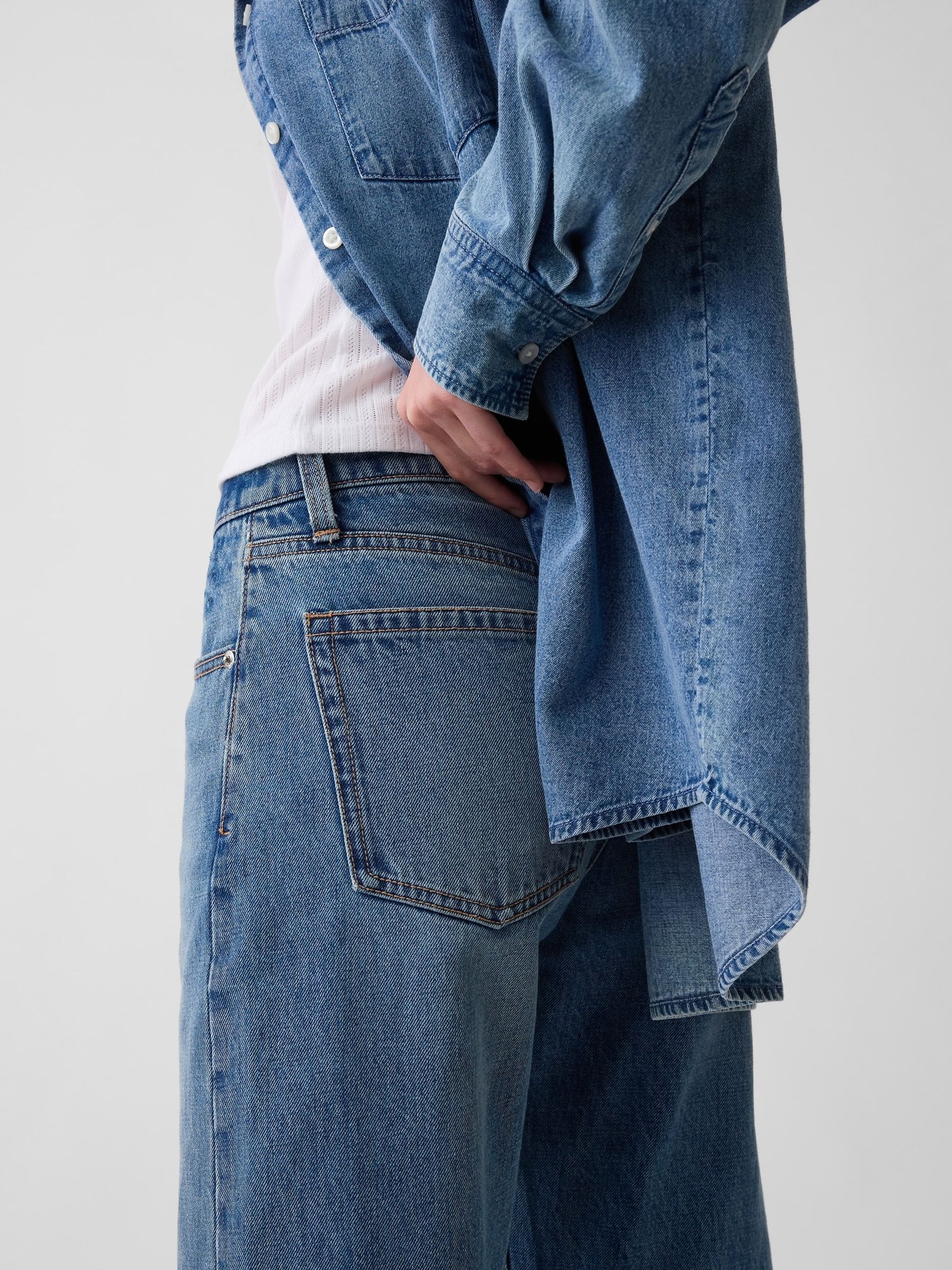 Mid Wash Blue Mid Rise Straight Taper Jeans - Image 5 of 5
