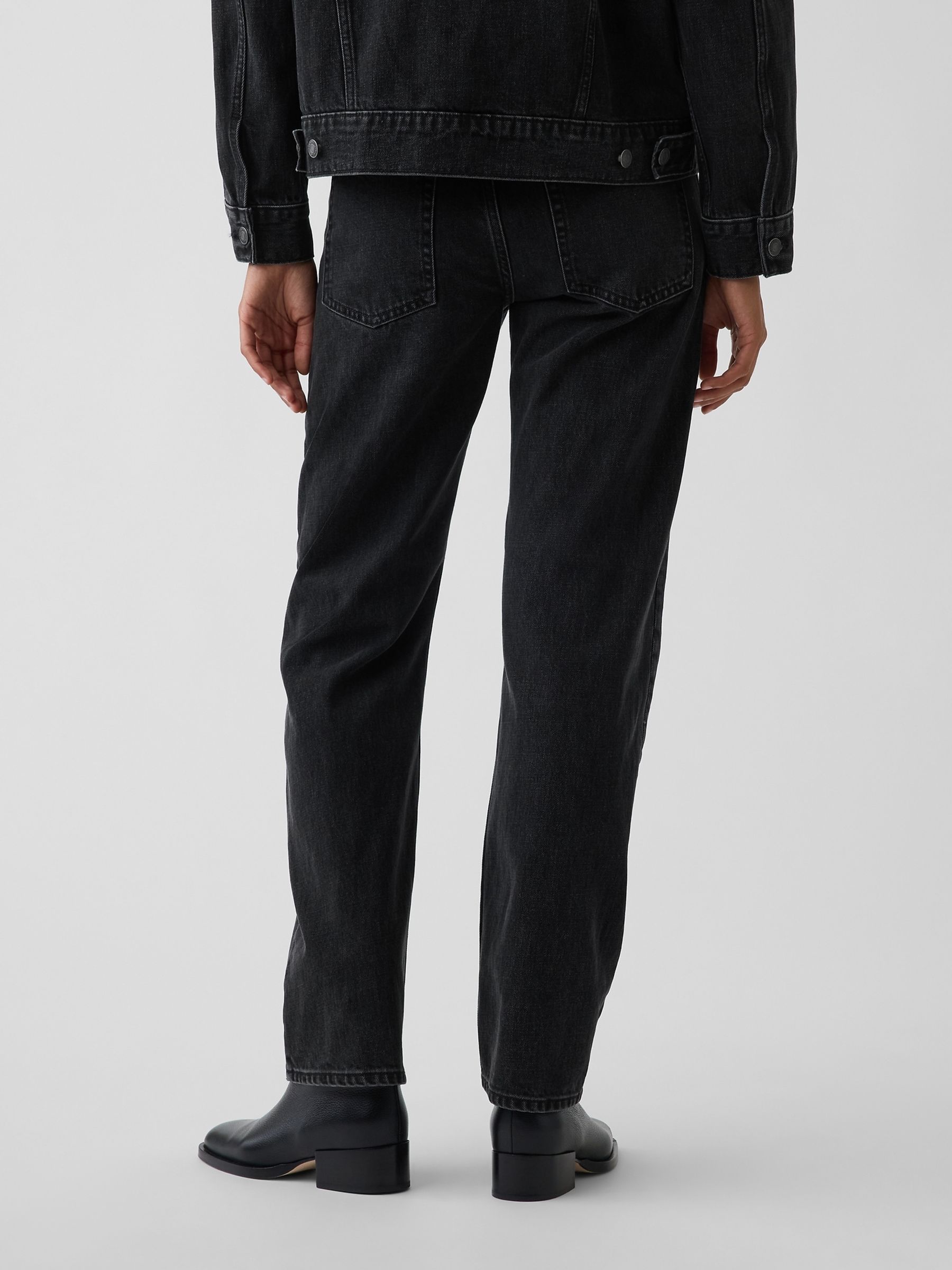 Black Mid Rise Straight Taper Jeans - Image 2 of 5