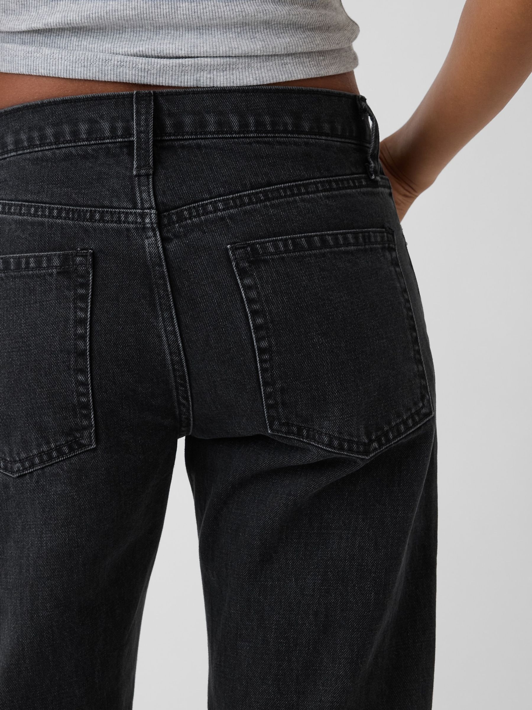 Black Mid Rise Straight Taper Jeans - Image 5 of 5
