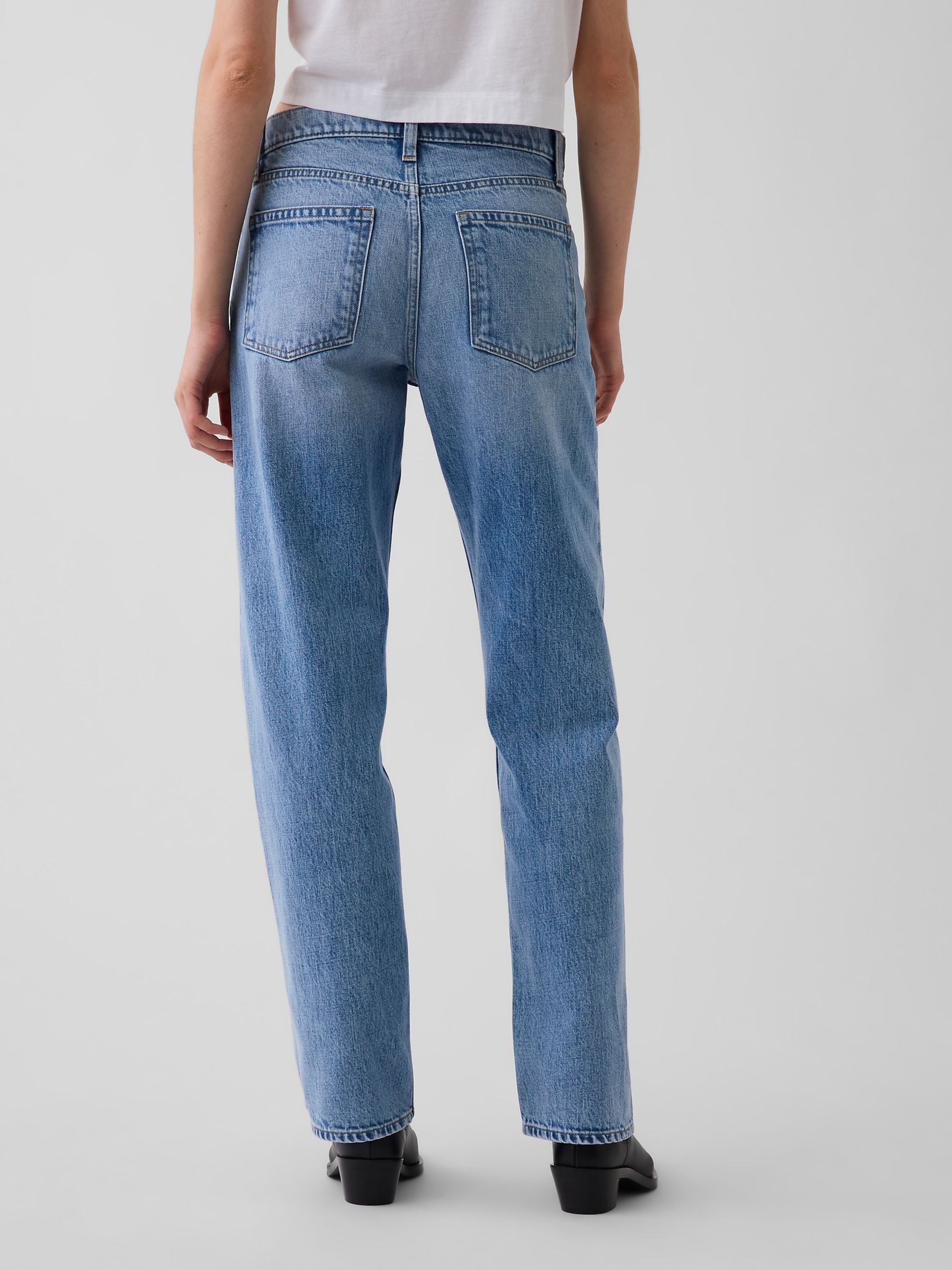 Light Wash Blue Mid Rise Straight Taper Jeans - Image 2 of 5
