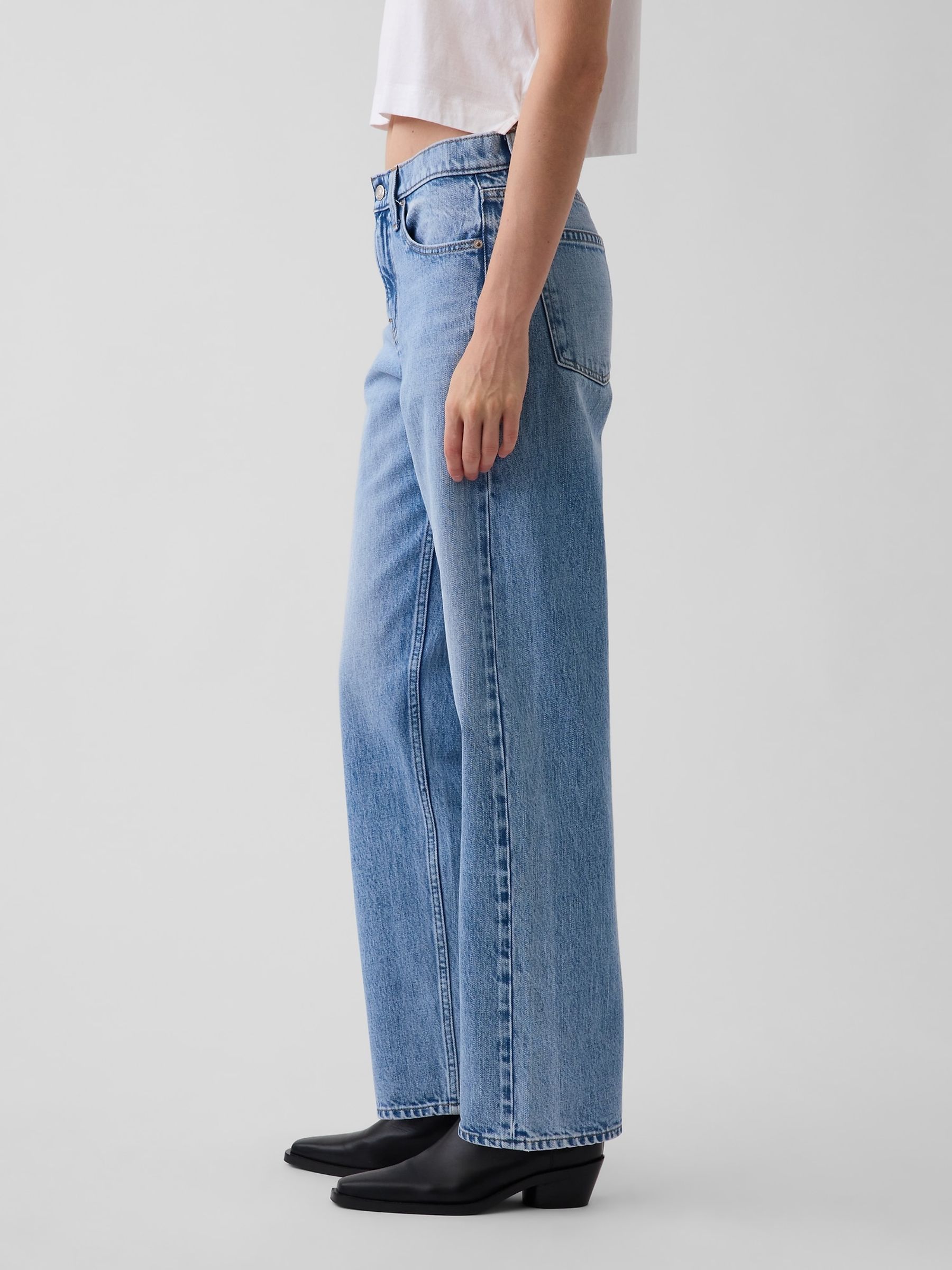 Light Wash Blue Mid Rise Straight Taper Jeans - Image 3 of 5