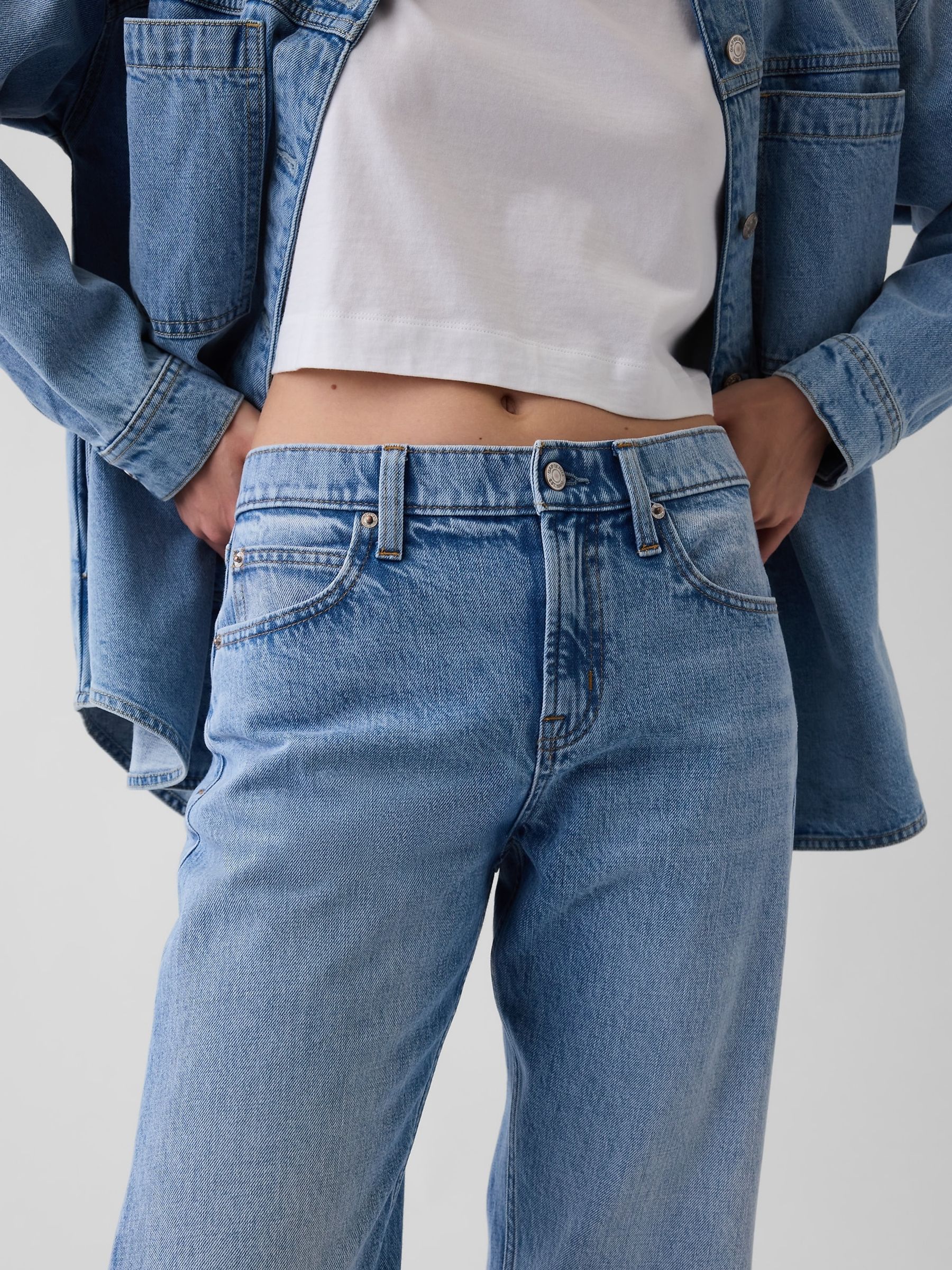 Light Wash Blue Mid Rise Straight Taper Jeans - Image 5 of 5