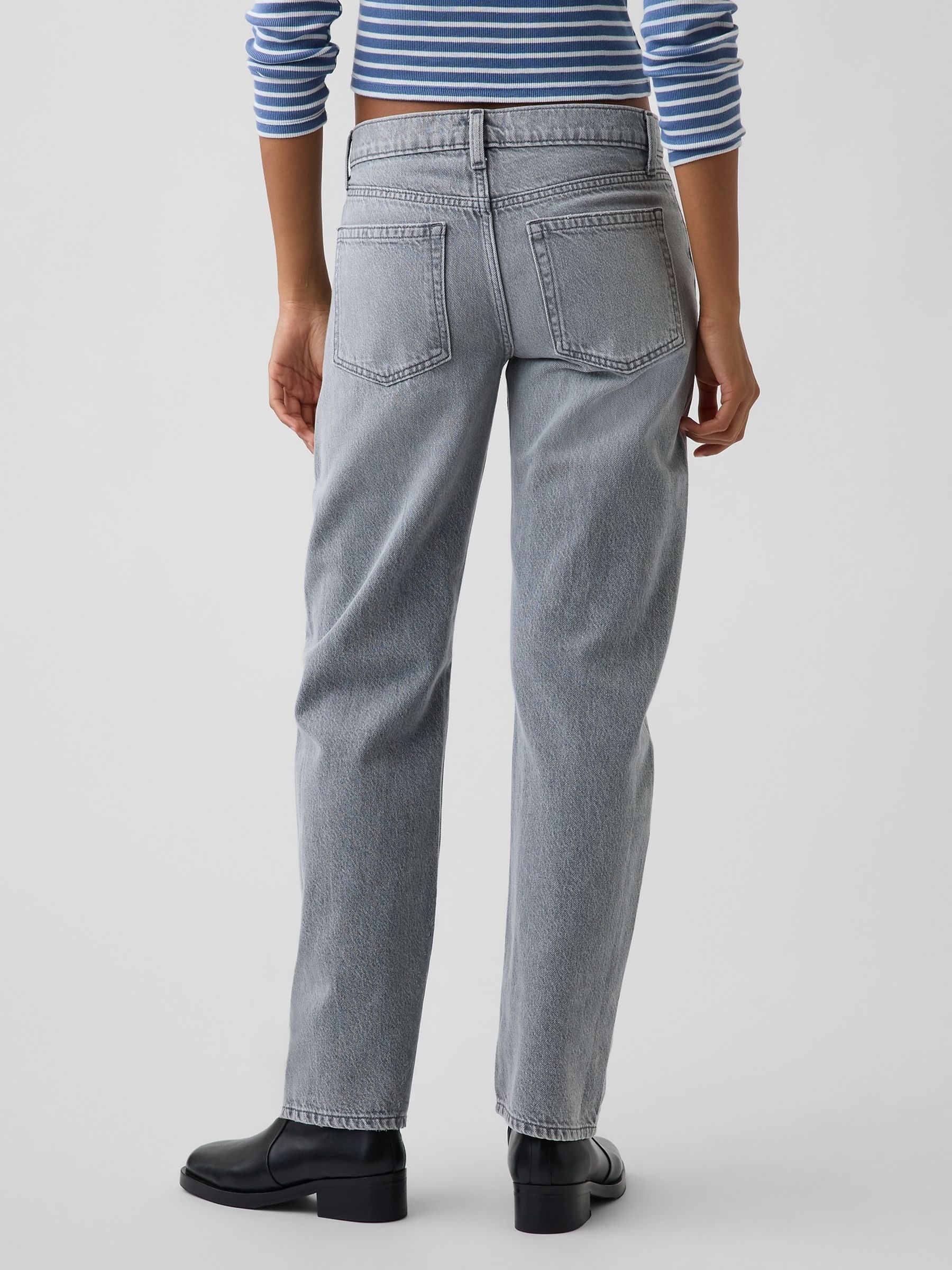Grey Mid Rise Straight Taper Jeans - Image 2 of 5 Grey Mid Rise Straight Taper Jeans - Image 2 of 5