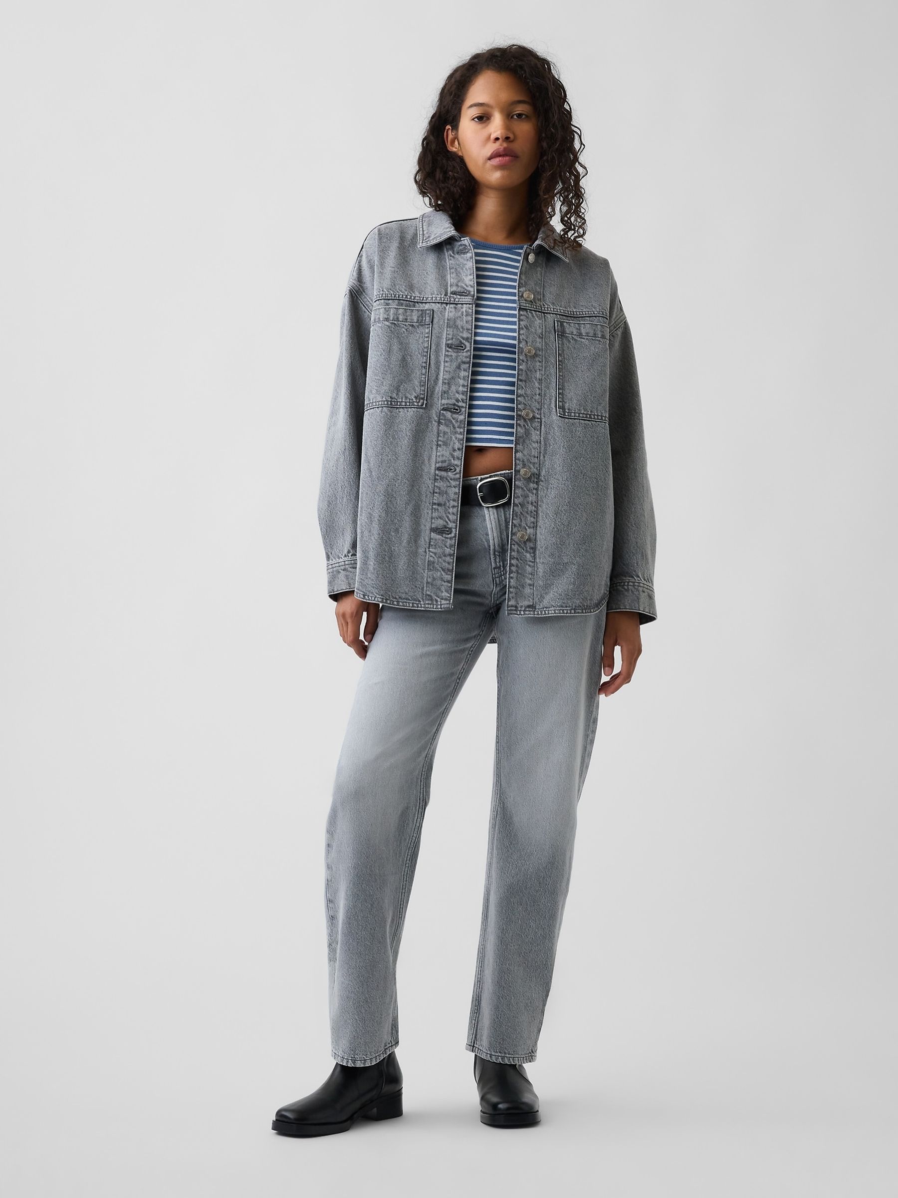 Grey Mid Rise Straight Taper Jeans - Image 4 of 5