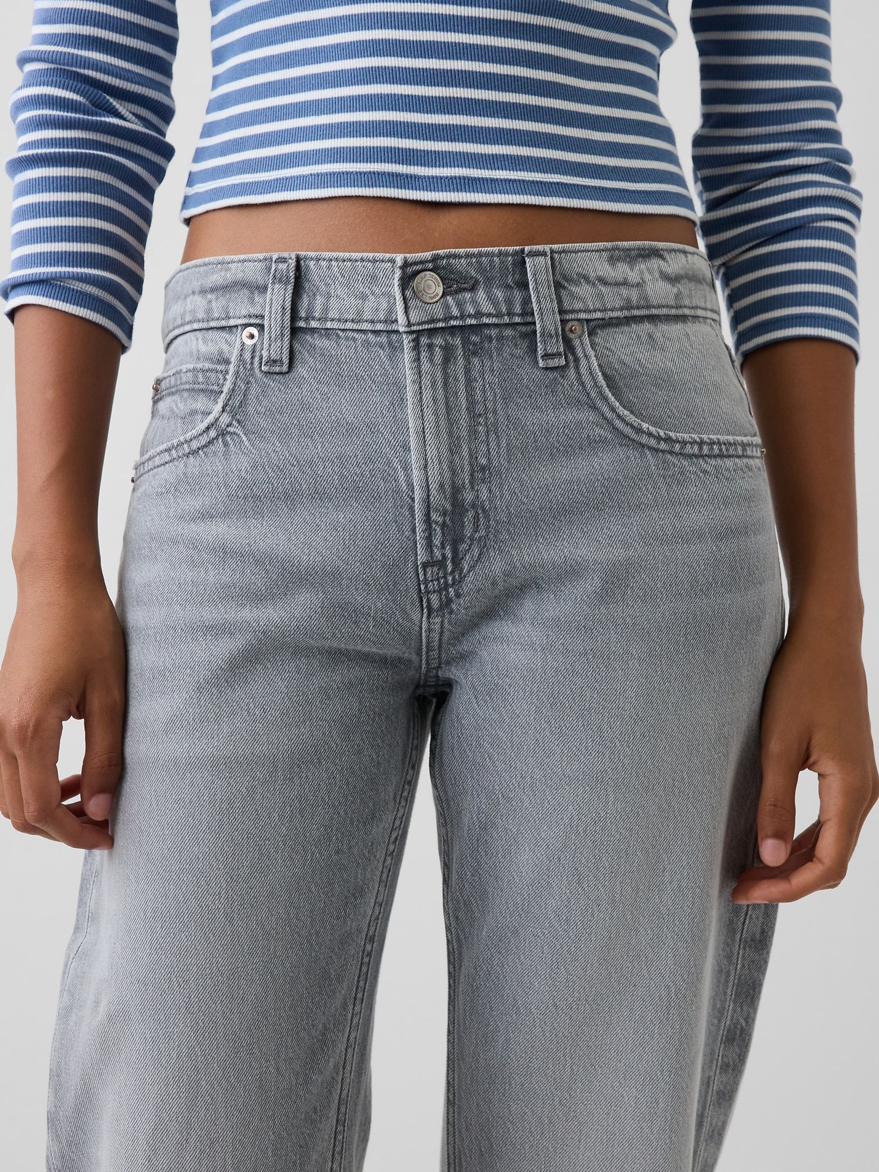 Grey Mid Rise Straight Taper Jeans - Image 5 of 5 Grey Mid Rise Straight Taper Jeans - Image 5 of 5