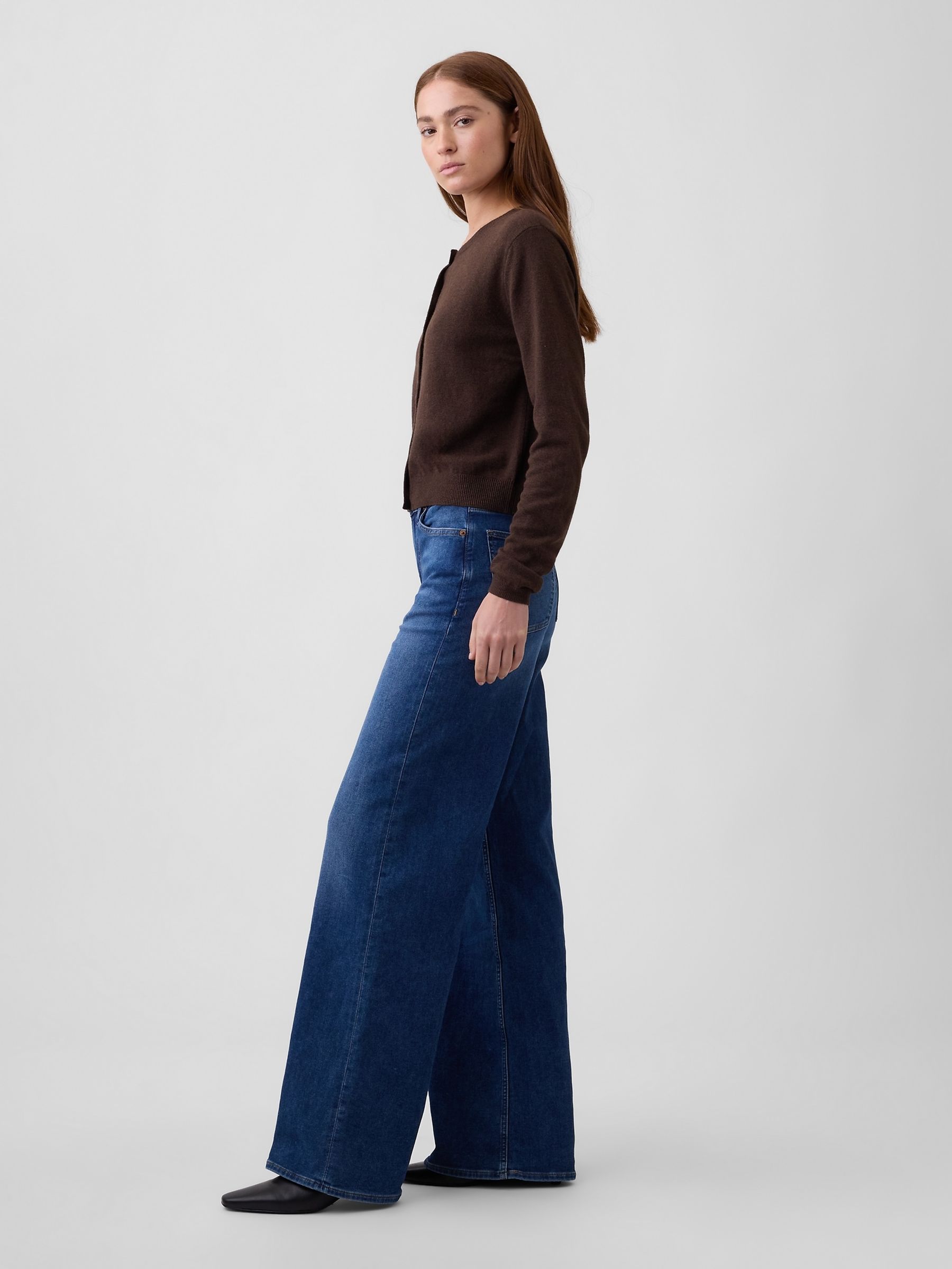 Dark Indigo Wash Mid Rise Wide-Leg Jeans - Image 3 of 4