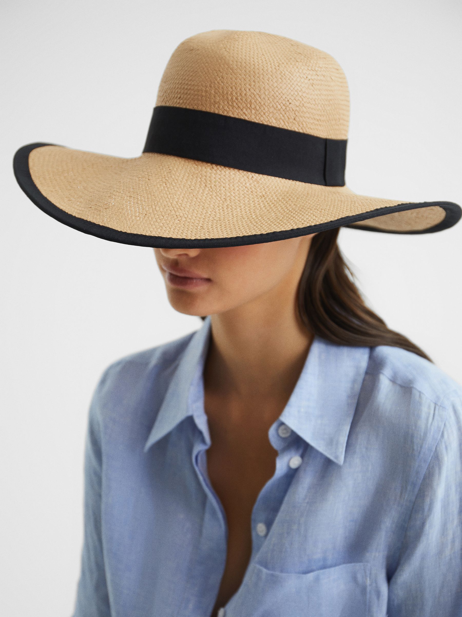 Raffia Woven Wide Brim Hat in Natural - Image 5 of 6
