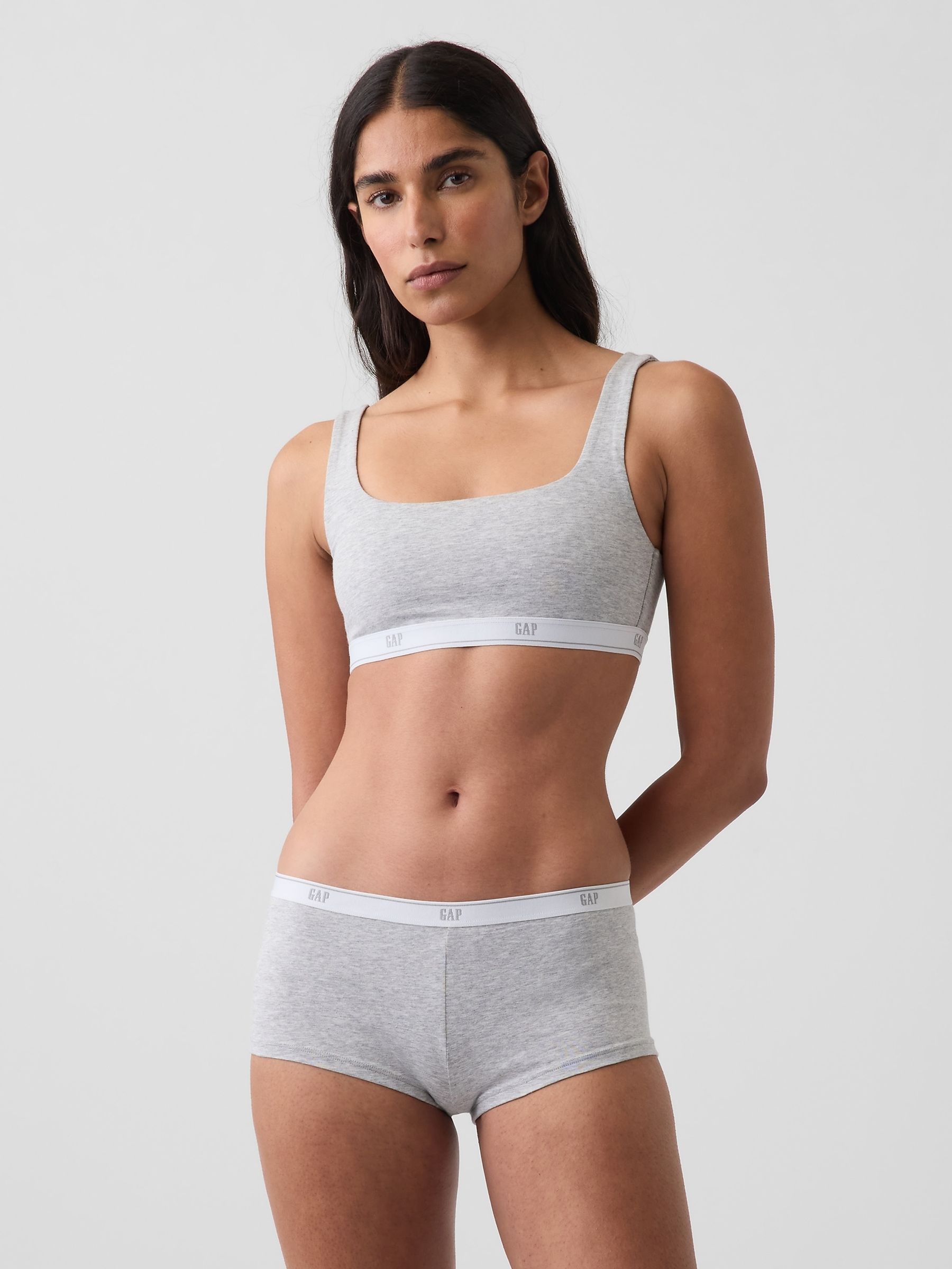 Grey Softest Stretch Cotton Logo Bralette - Image 1 of 4