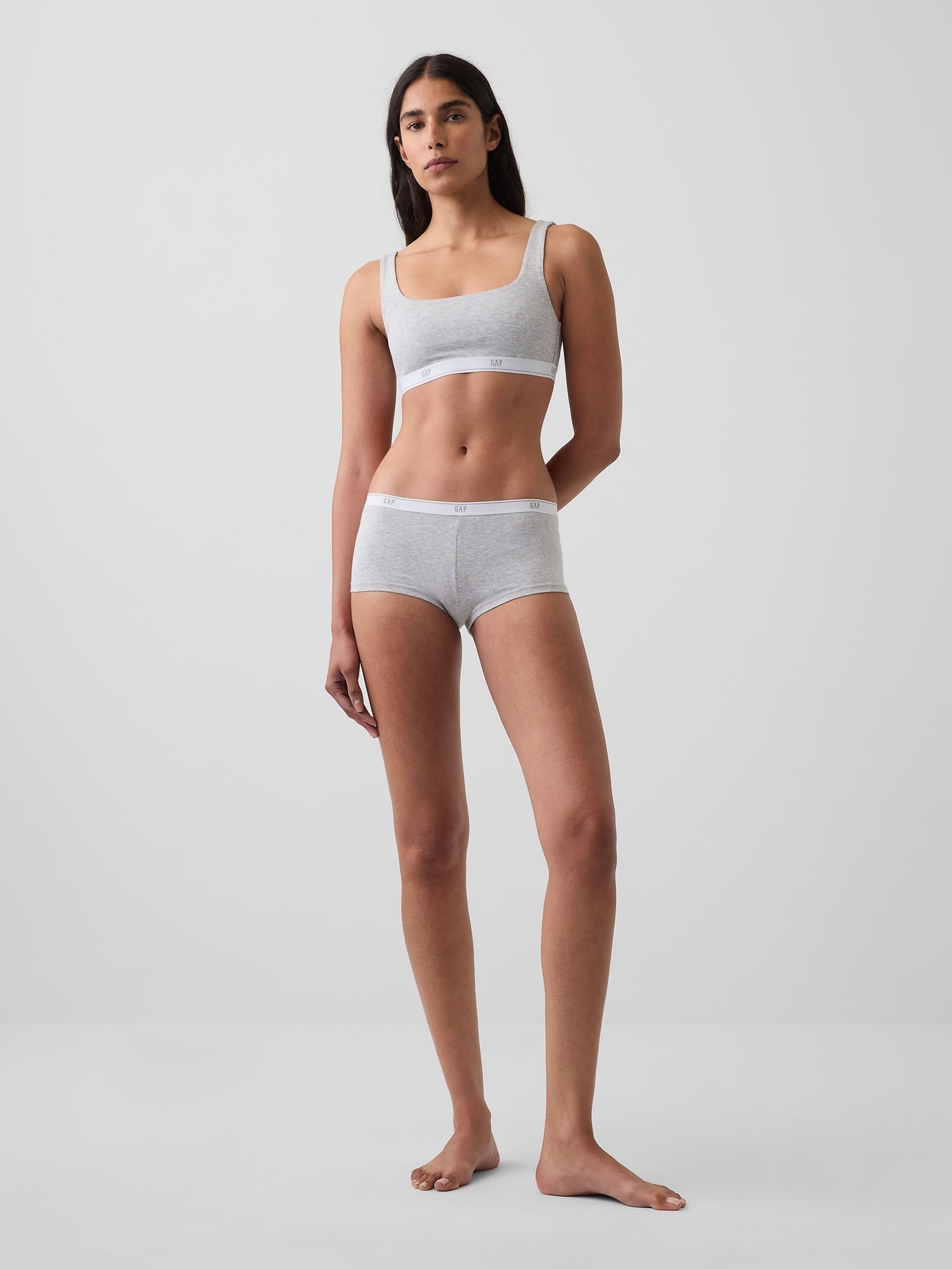 Grey Softest Stretch Cotton Logo Bralette - Image 3 of 4