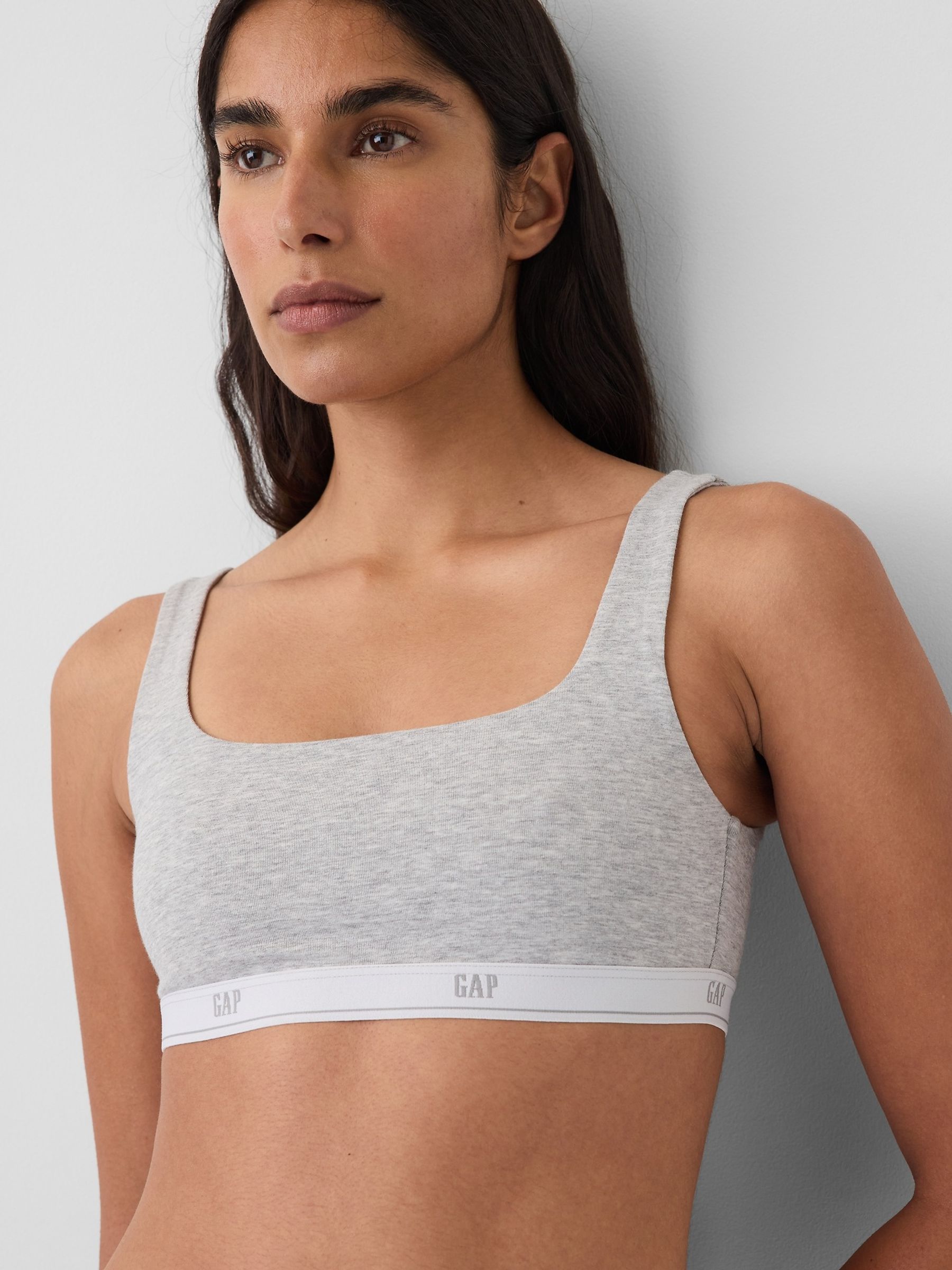 Grey Softest Stretch Cotton Logo Bralette - Image 4 of 4
