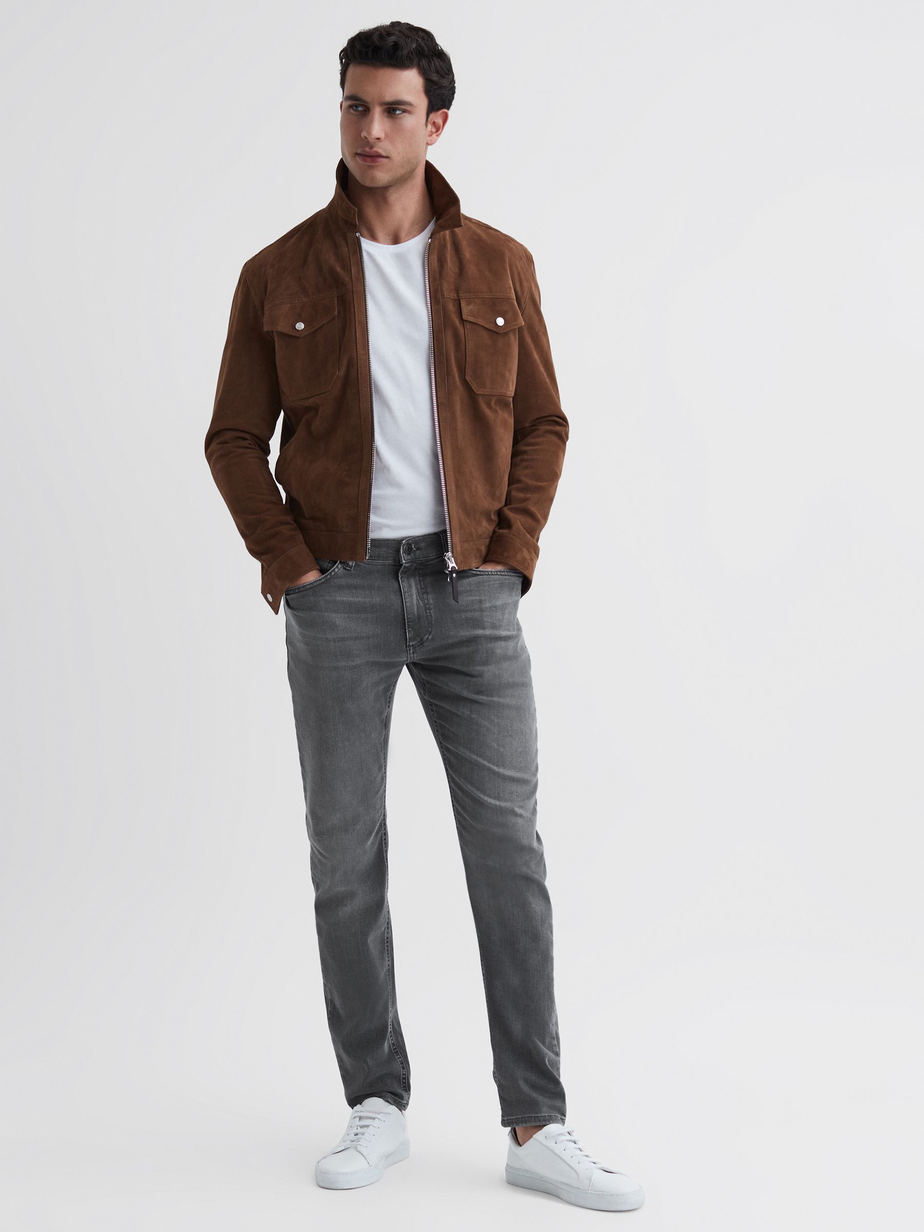 Slim Fit Washed Jeans in Washed Grey - Image 5 of 5