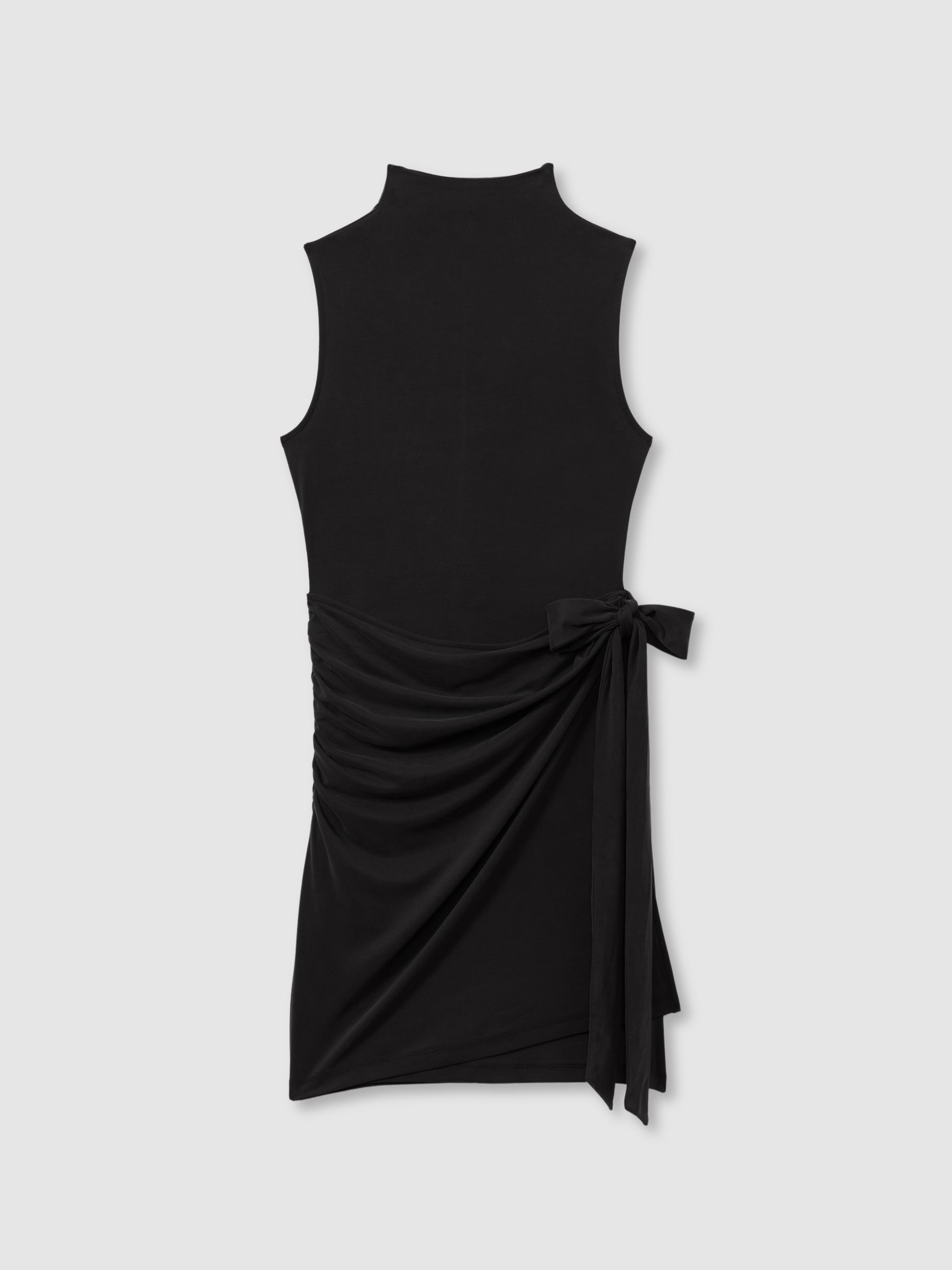 Good American Jersey Wrap Front Mini Dress in Black - Image 2 of 5