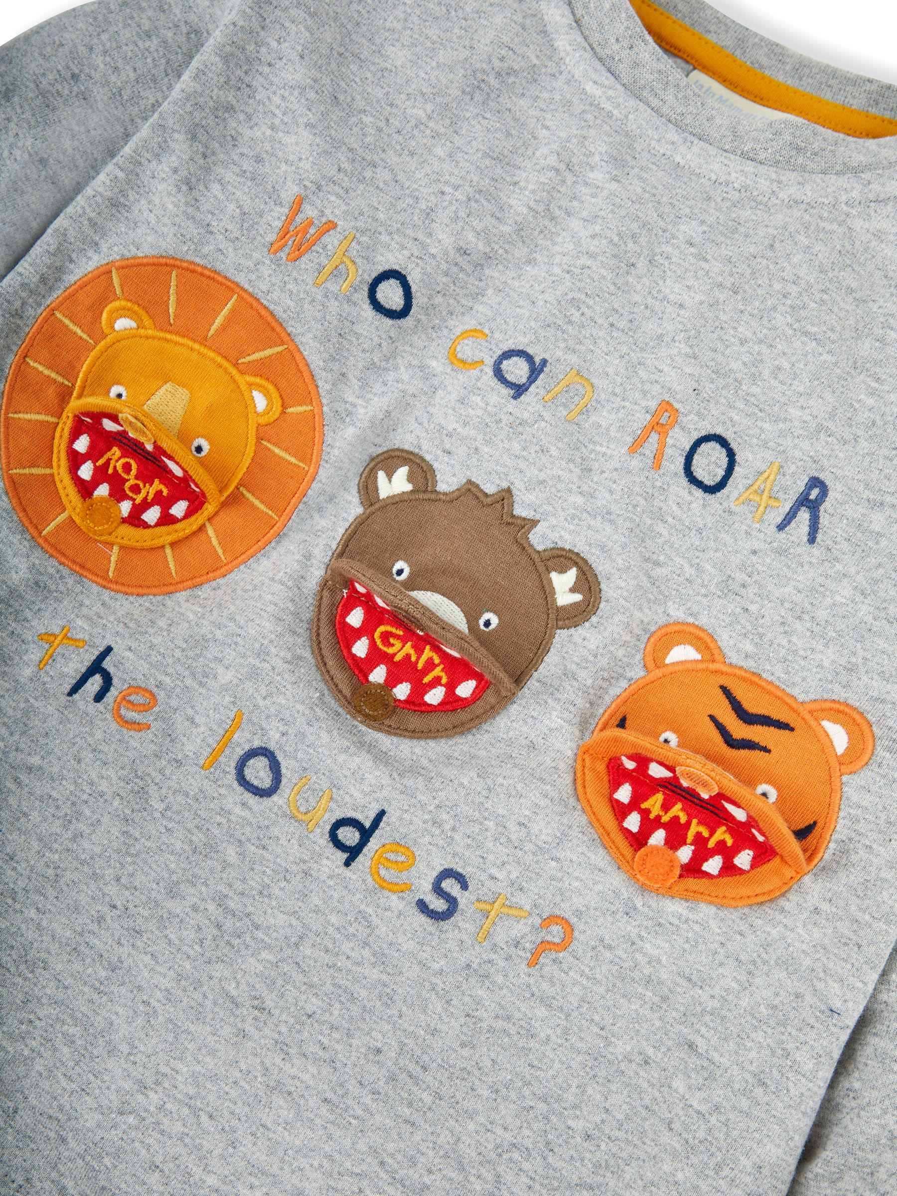 Marl Grey Who Can Roar The Loudest Appliqué Top - Image 3 of 3