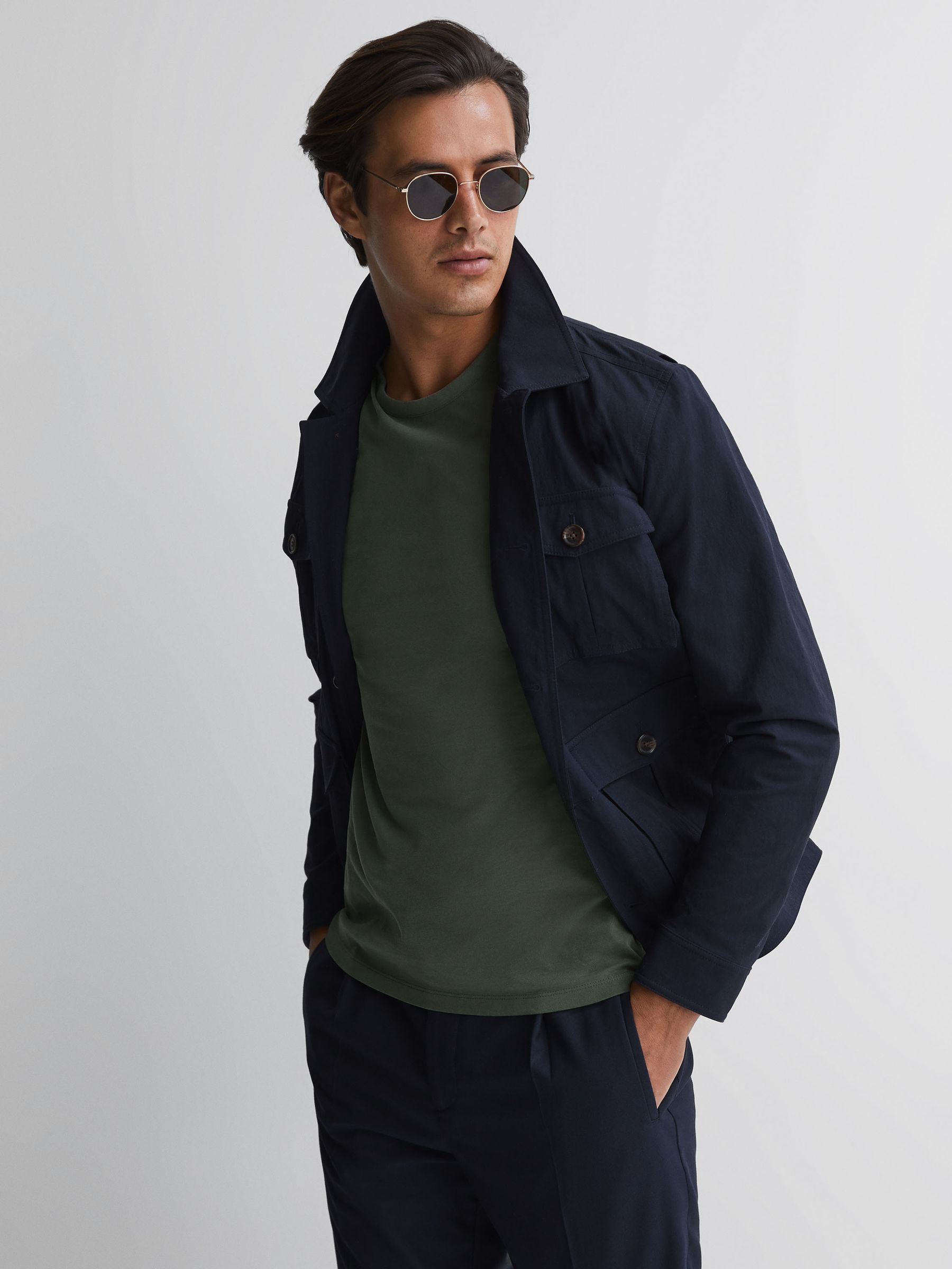 Cotton Crew Neck T-Shirt in Ivy Green - Image 4 of 5