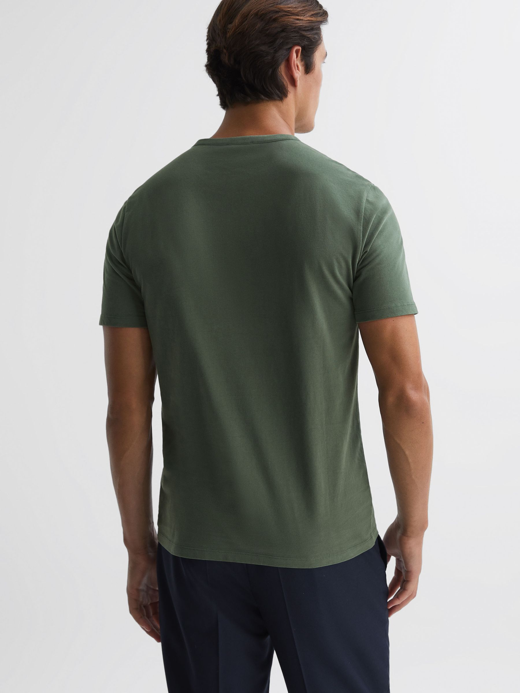 Cotton Crew Neck T-Shirt in Ivy Green - Image 5 of 5
