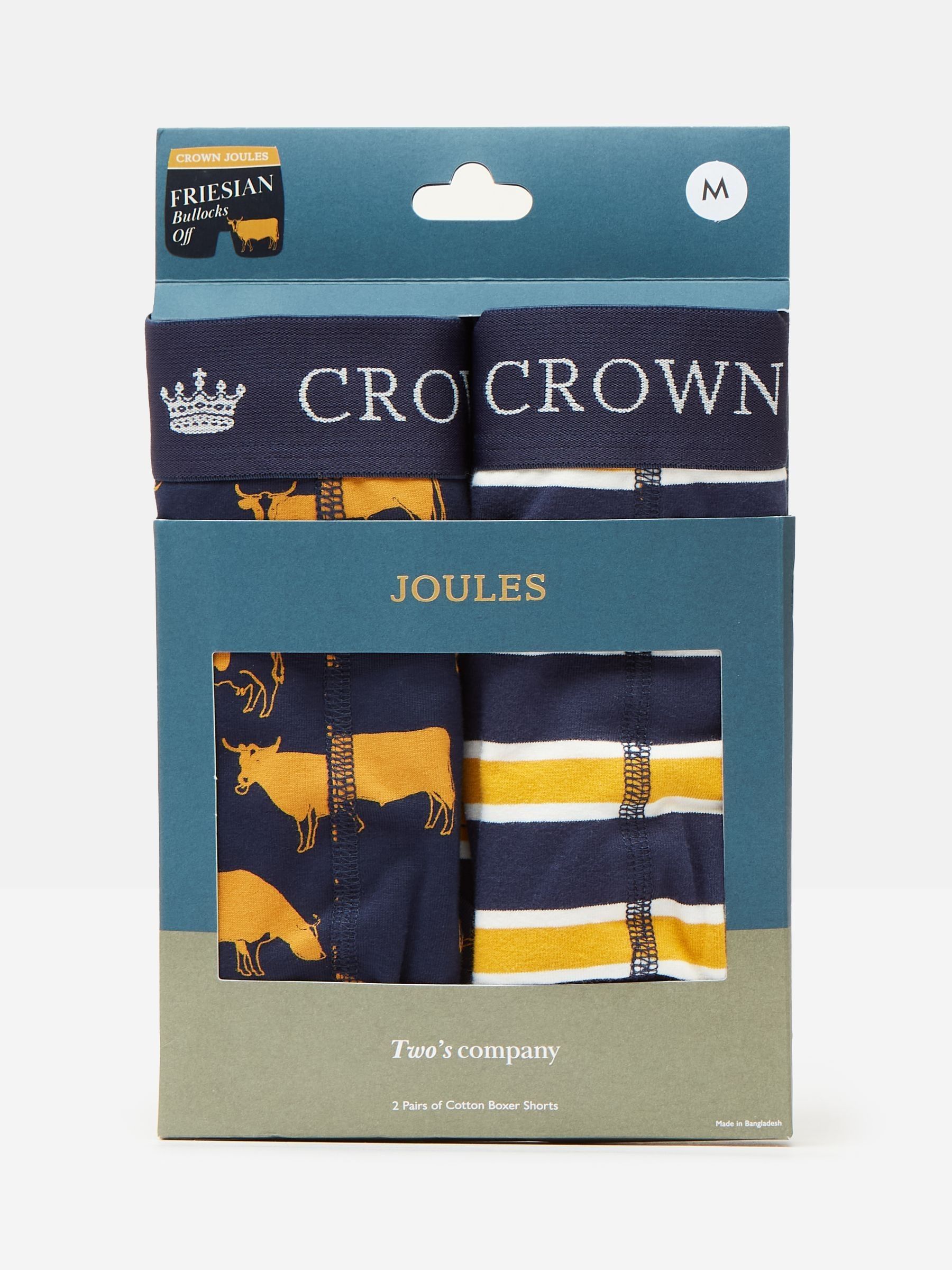 Crown Joules Navy/Yellow Pack of Two Cotton Boxers - Image 1 of 4