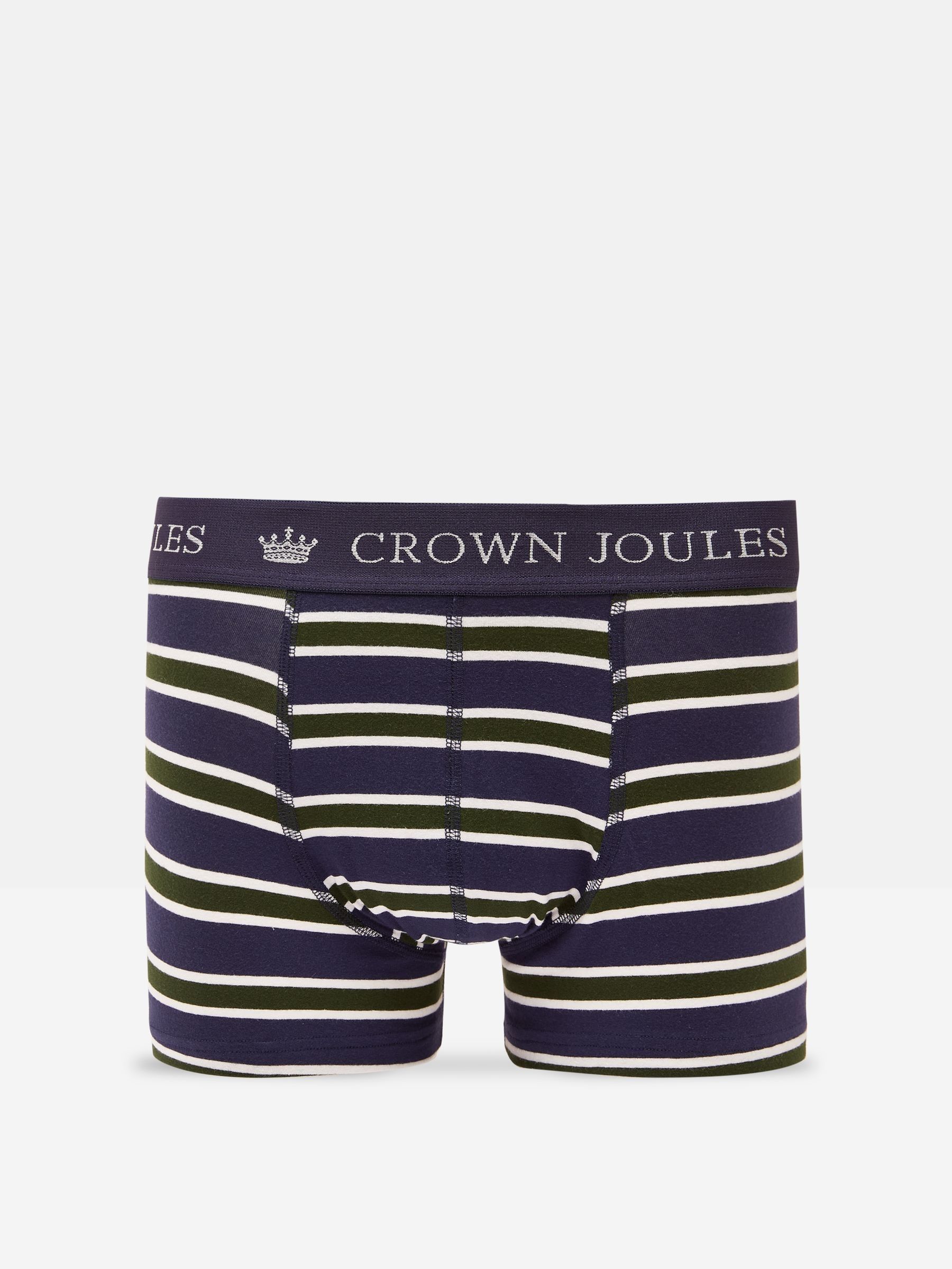 Crown Joules Green/Navy Pack of Two Cotton Boxers - Image 2 of 4