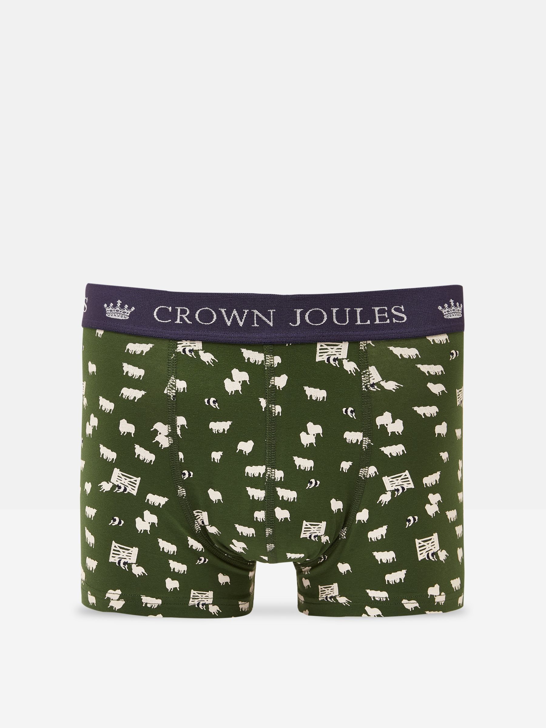 Crown Joules Green/Navy Pack of Two Cotton Boxers - Image 3 of 4