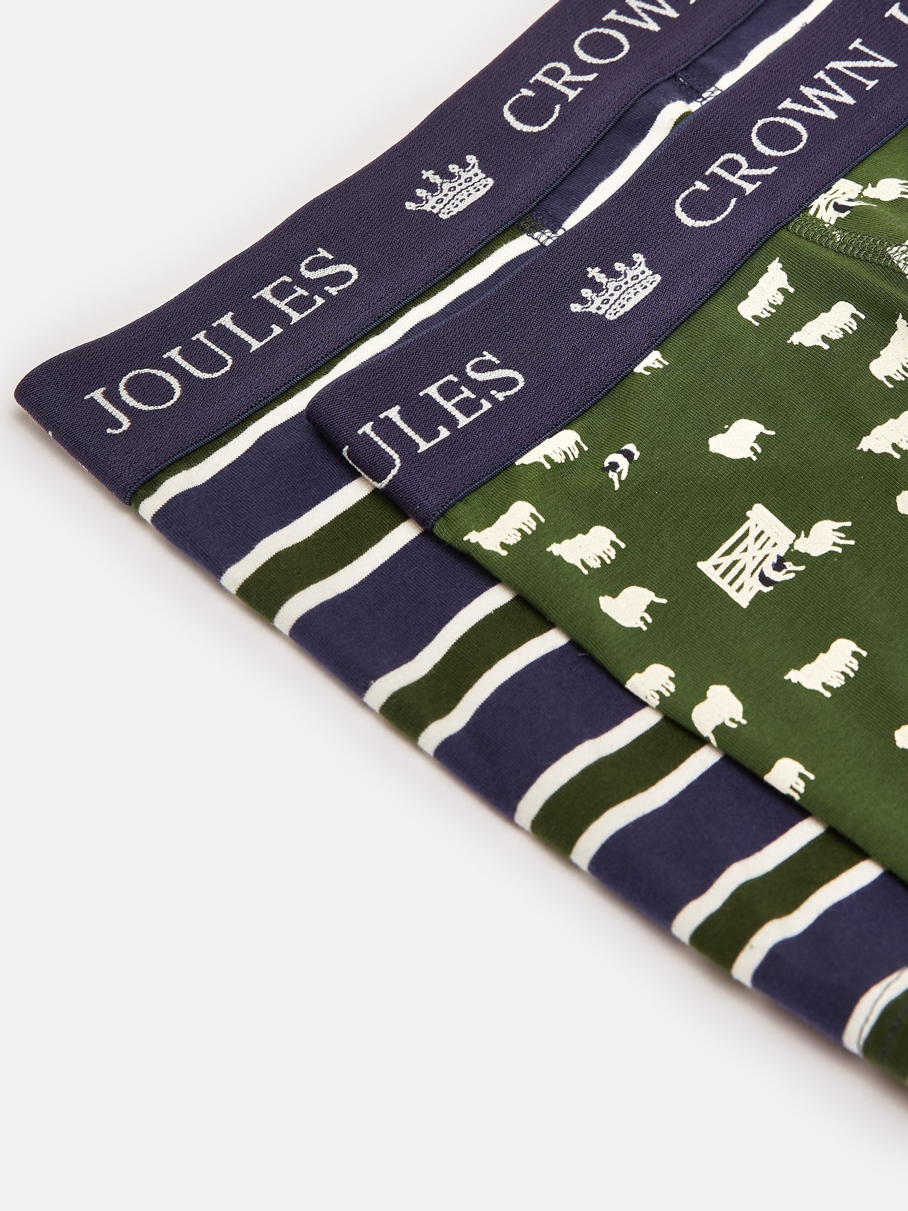 Crown Joules Green/Navy Pack of Two Cotton Boxers - Image 4 of 4