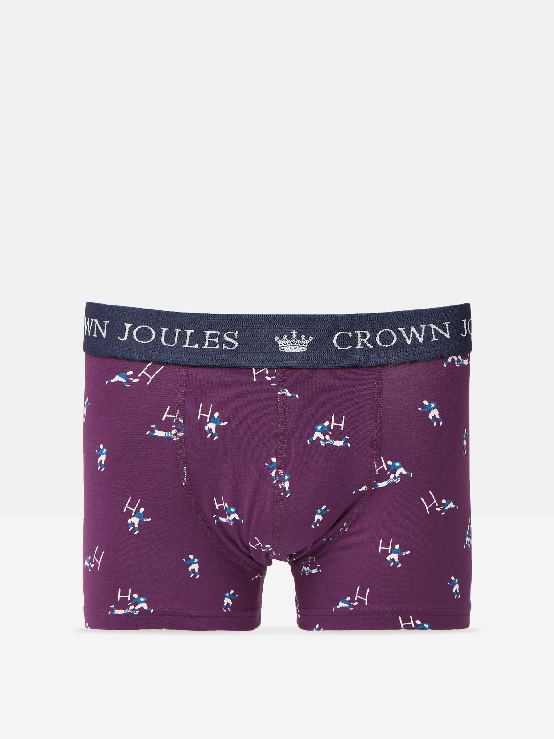 Crown Joules Navy/Purple Pack of Two Cotton Boxers - Image 2 of 4