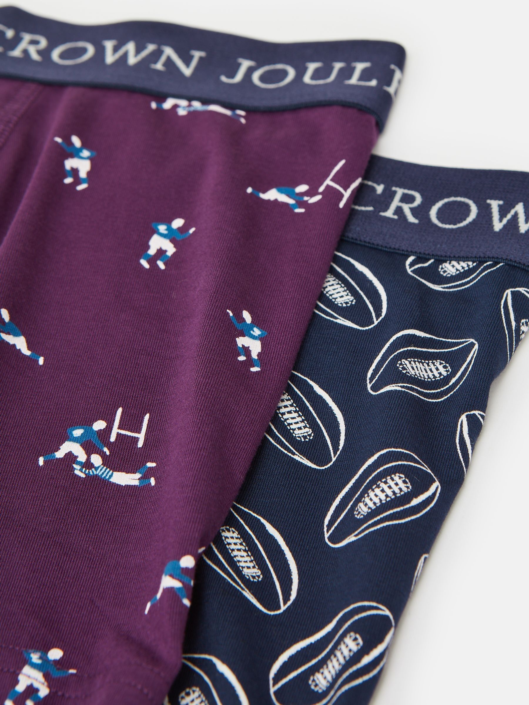 Crown Joules Navy/Purple Pack of Two Cotton Boxers - Image 4 of 4
