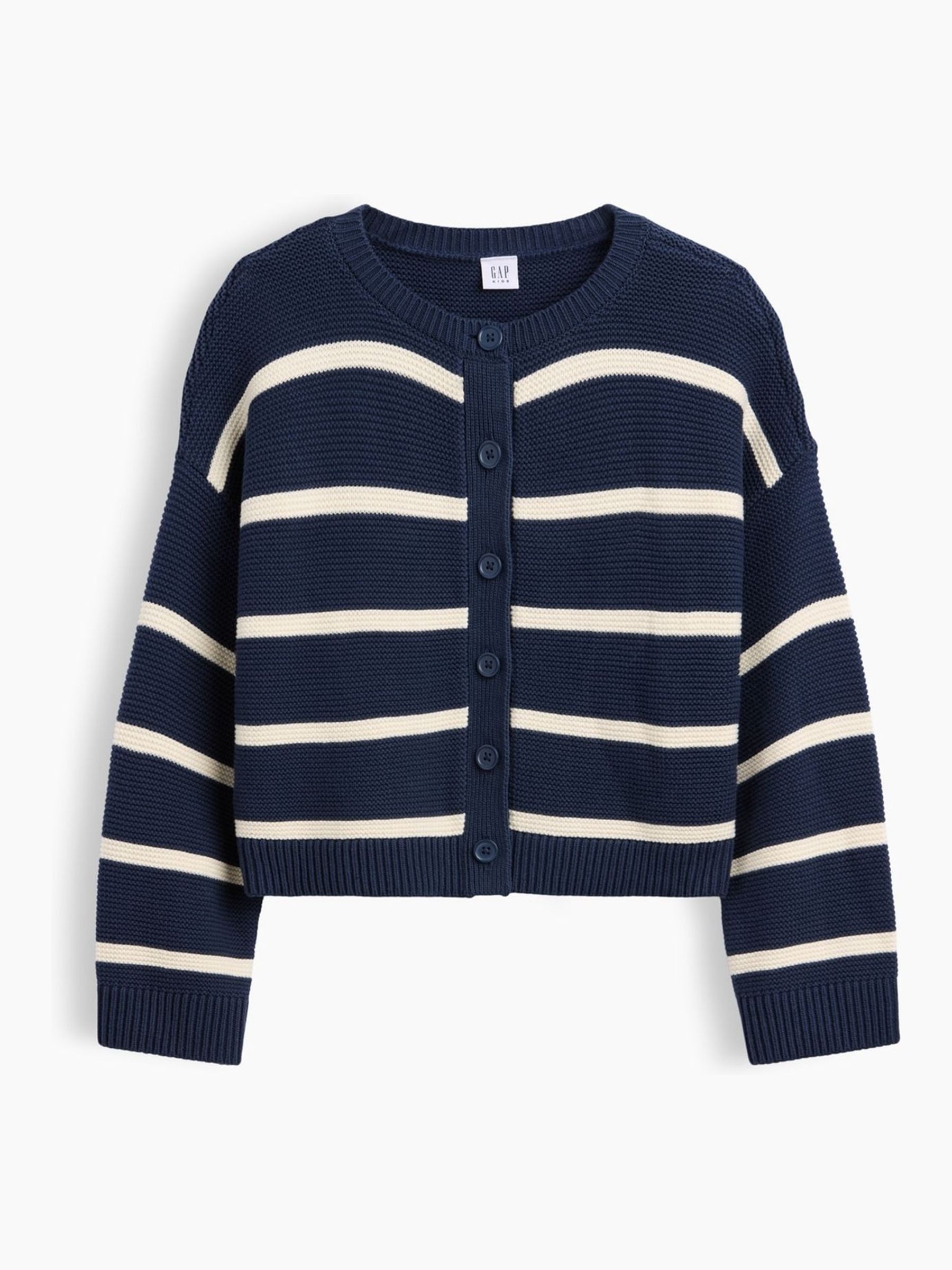 Navy Stripe Oversized Boxy Cardigan - Image 5 of 6