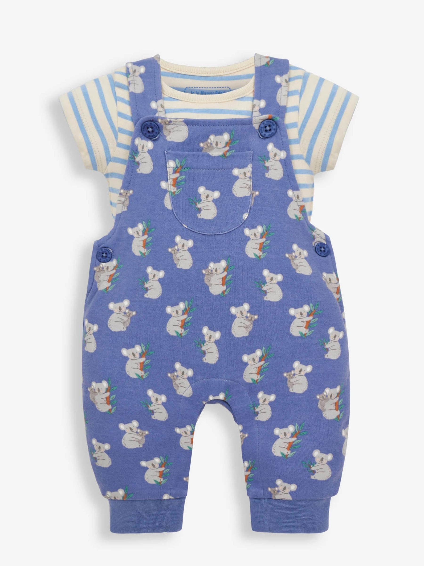 Blue 2-Piece Koala Print Baby Dungarees Set - Image 1 of 3