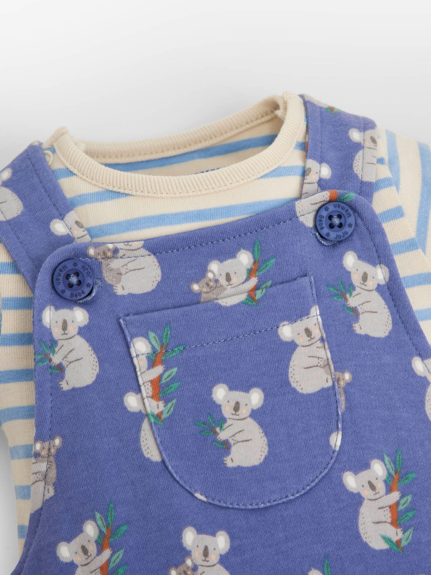 Blue 2-Piece Koala Print Baby Dungarees Set - Image 3 of 3