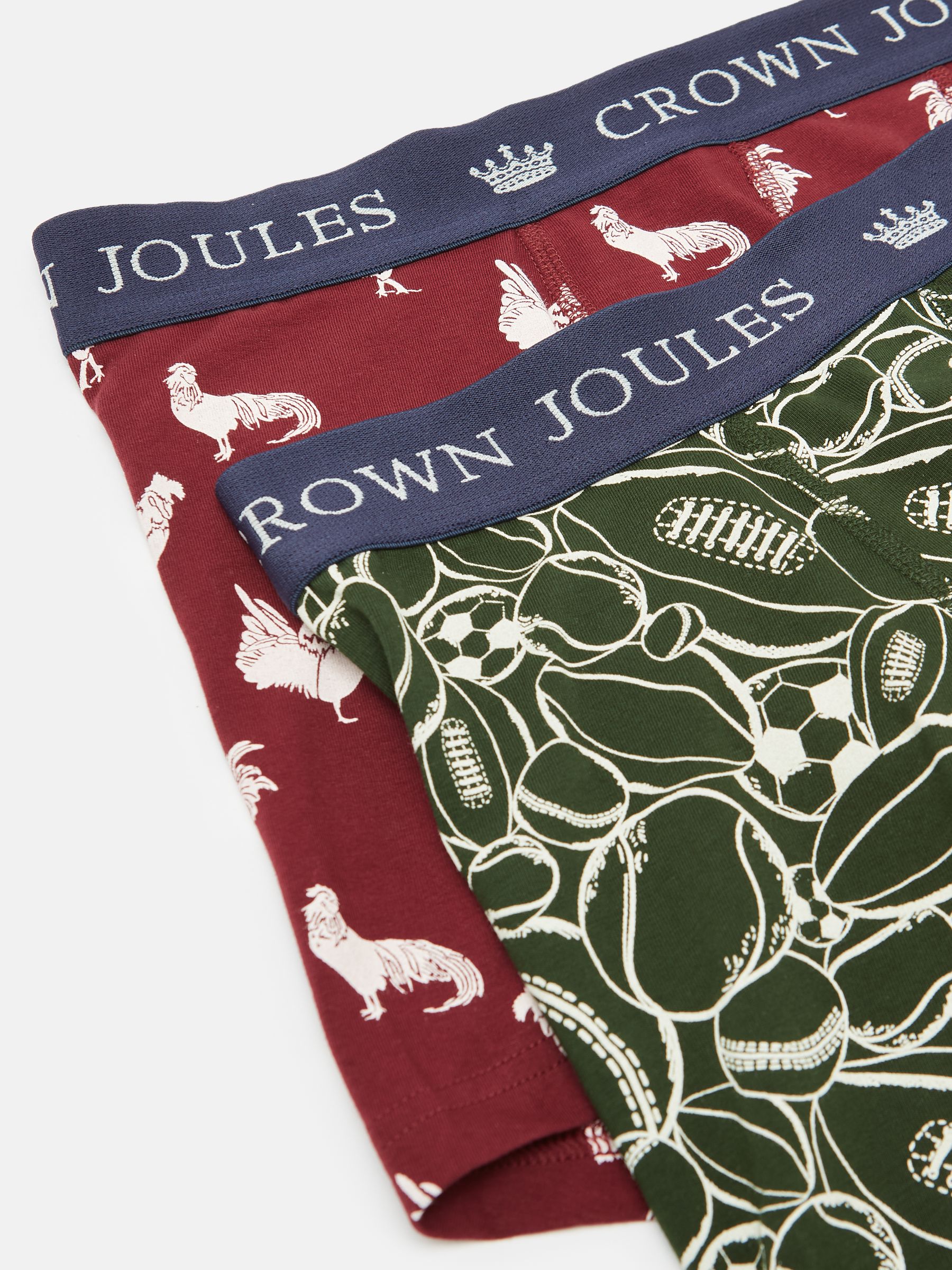 Crown Joules Red/Green Pack of Two Cotton Boxers - Image 4 of 4