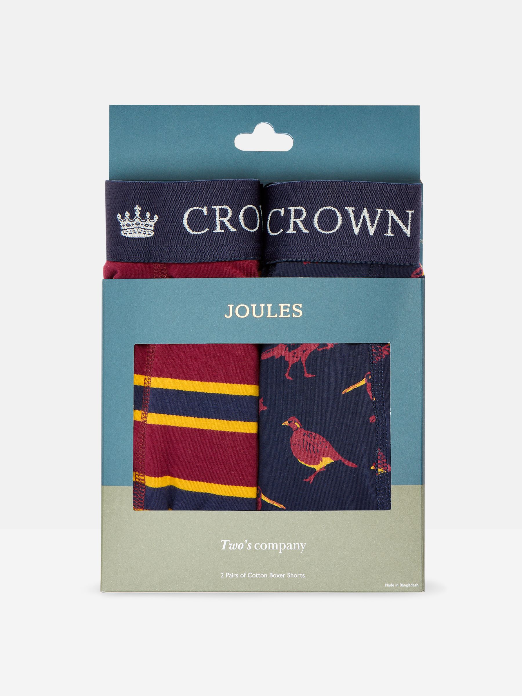 Crown Joules Navy/Red Pack of Two Cotton Boxers - Image 1 of 4