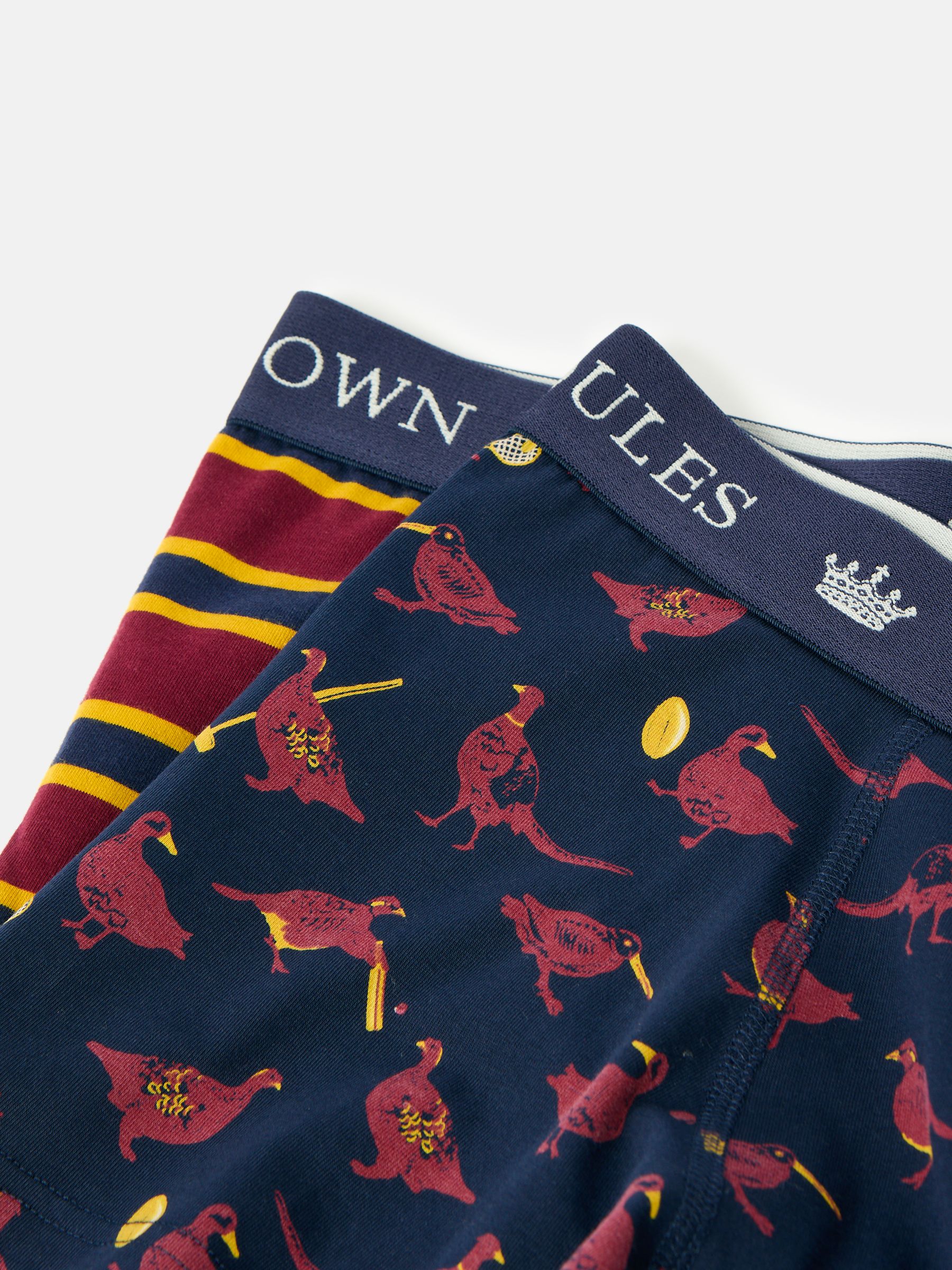 Crown Joules Navy/Red Pack of Two Cotton Boxers - Image 4 of 4
