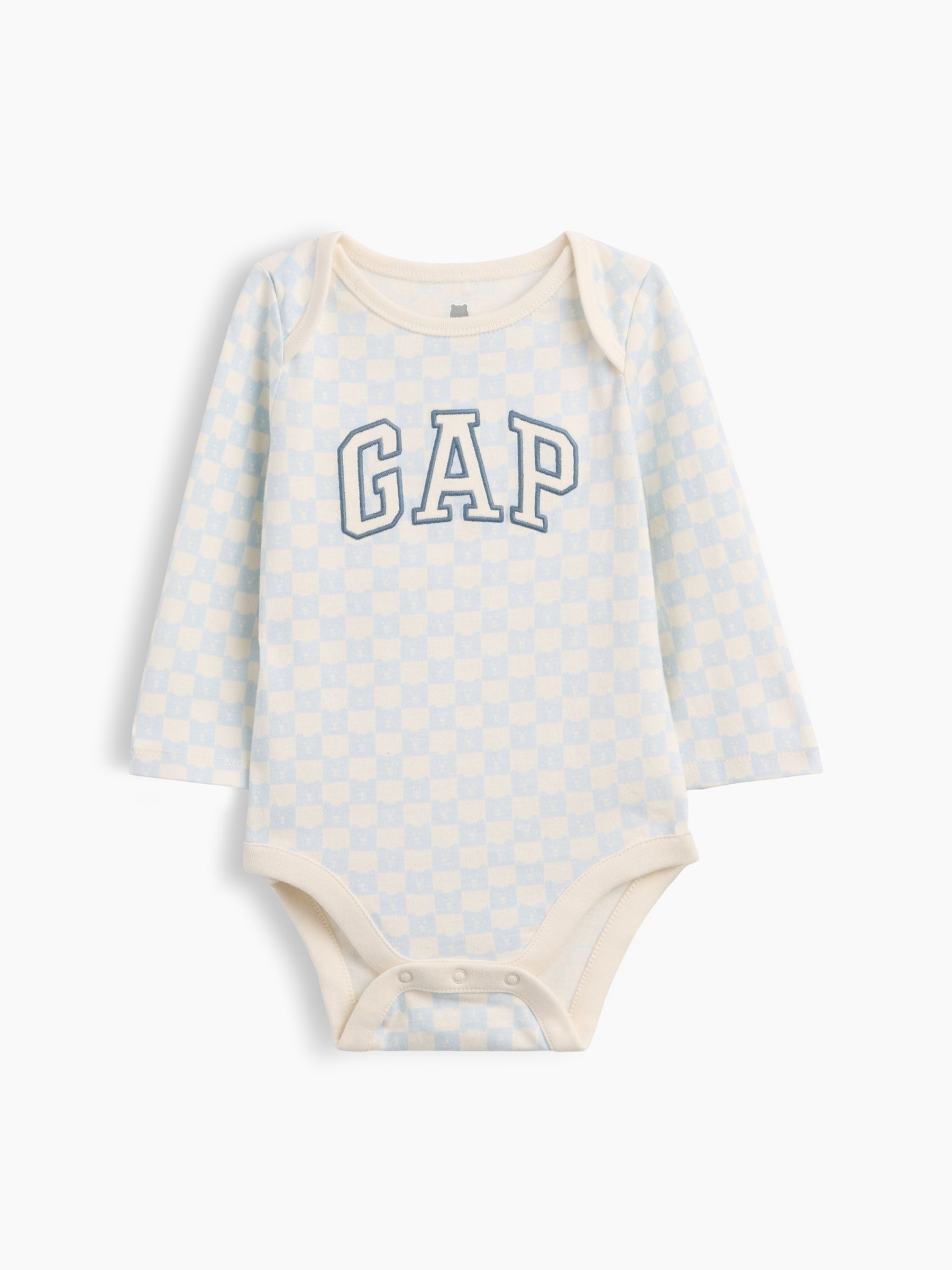 Blue Chequerboard Logo Long Sleeve Bodysuit - Image 1 of 3