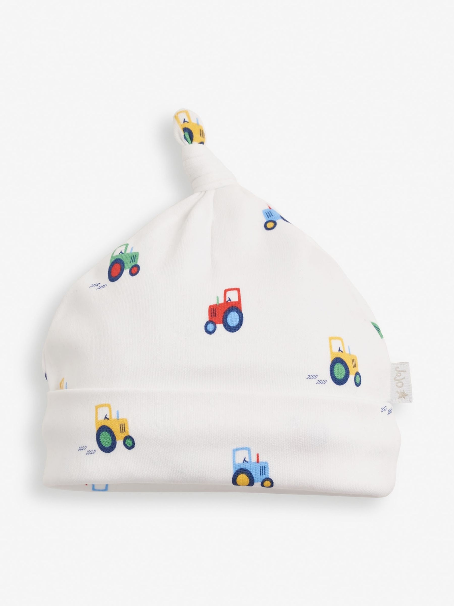 White Tractor Print Baby Hat - Image 1 of 3
