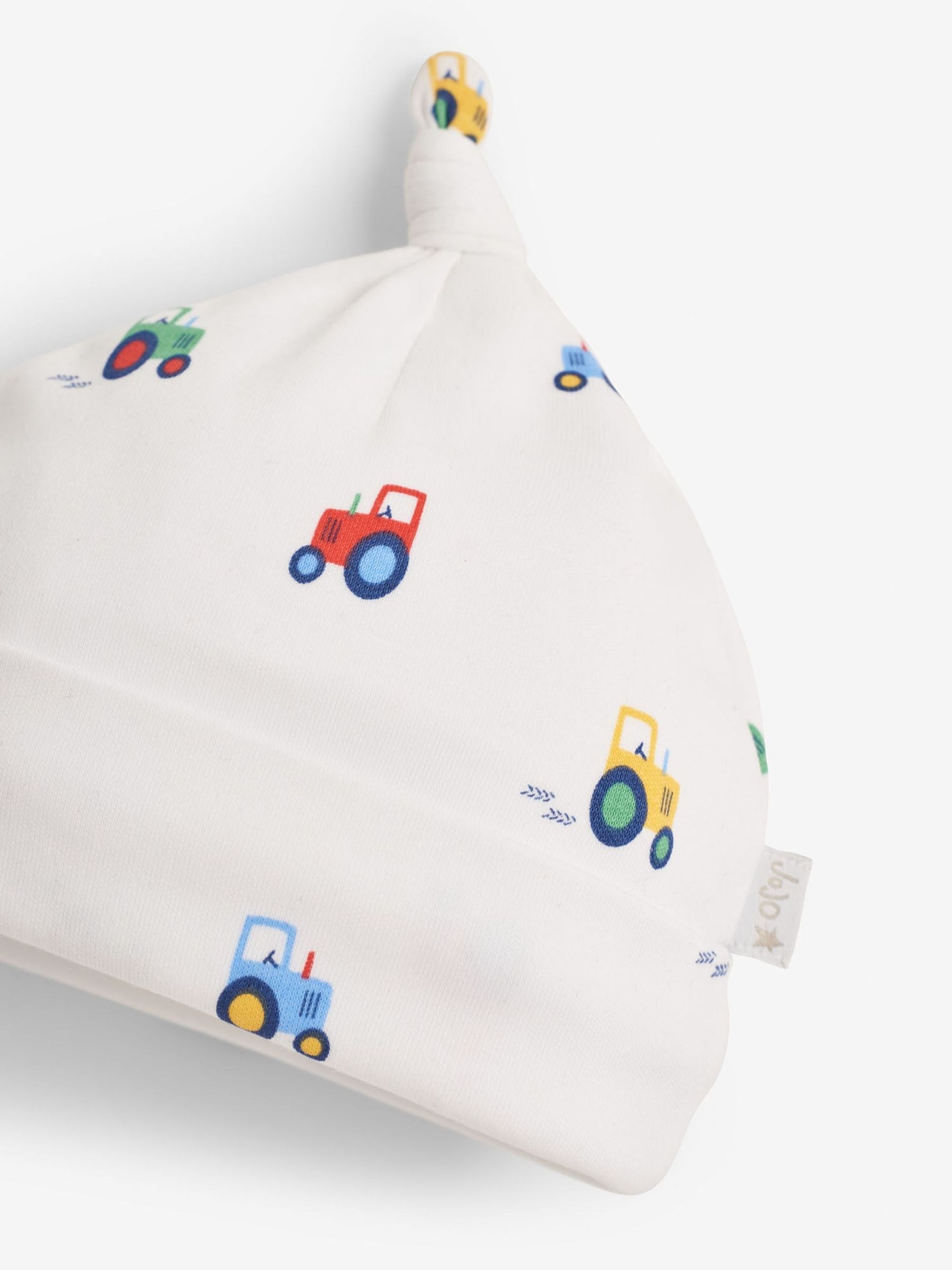 White Tractor Print Baby Hat - Image 2 of 3