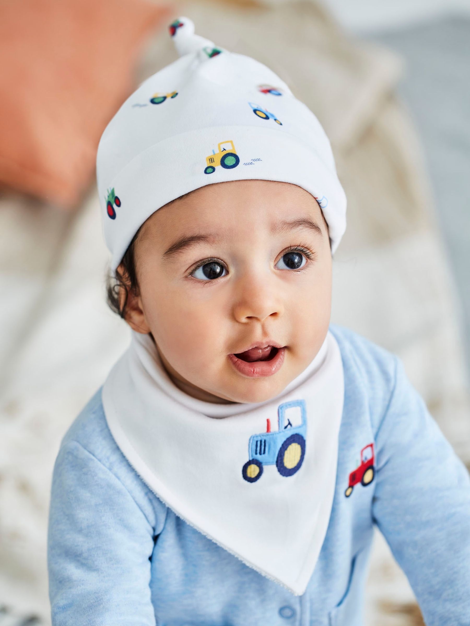 White Tractor Print Baby Hat - Image 3 of 3